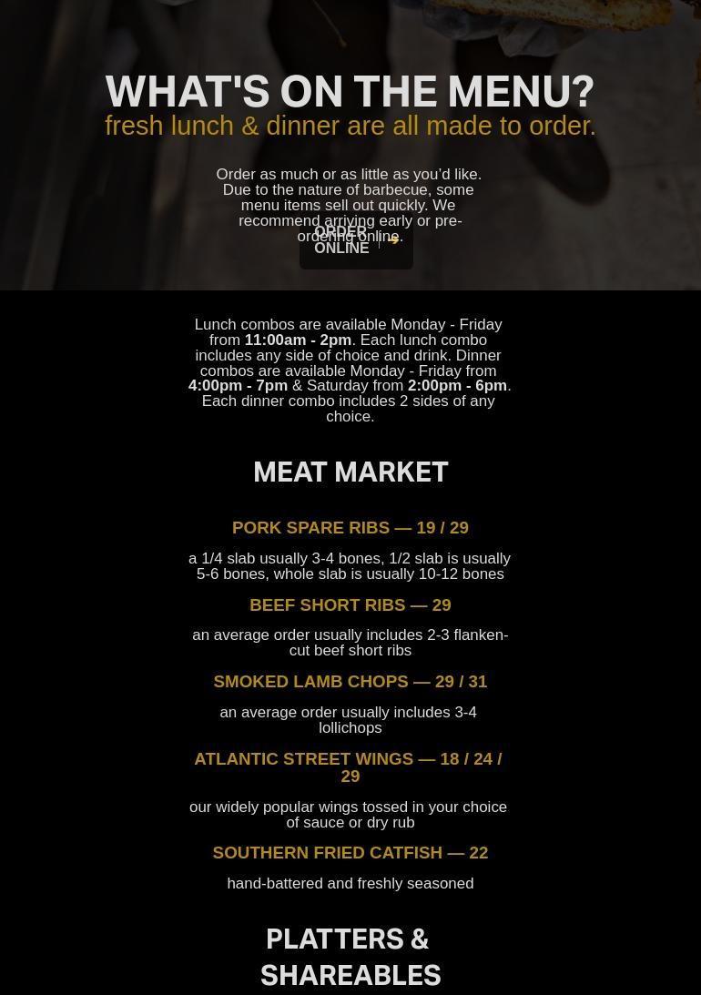 Atlantic Barbecue Menu