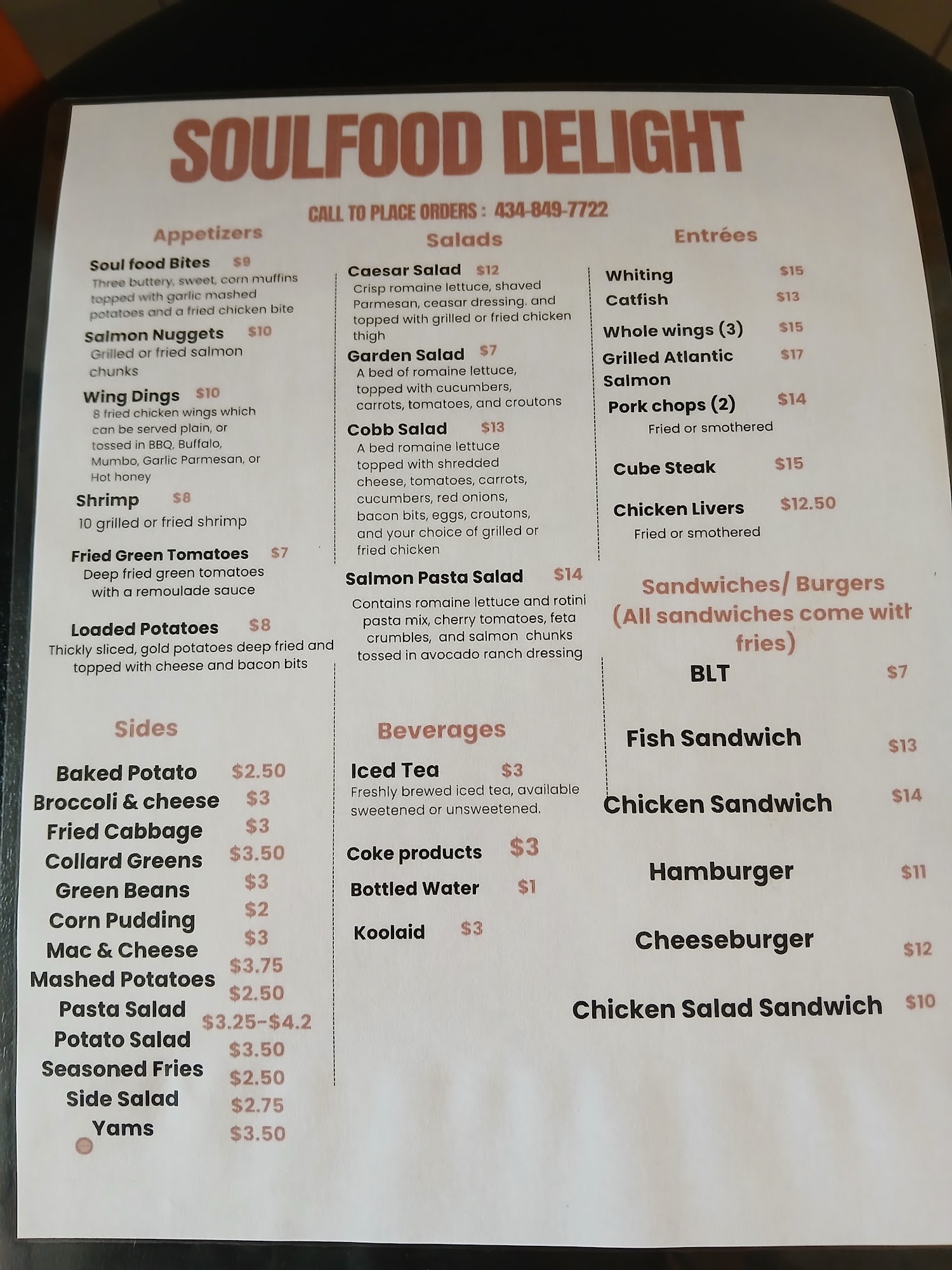 Soul Food Delight Menu