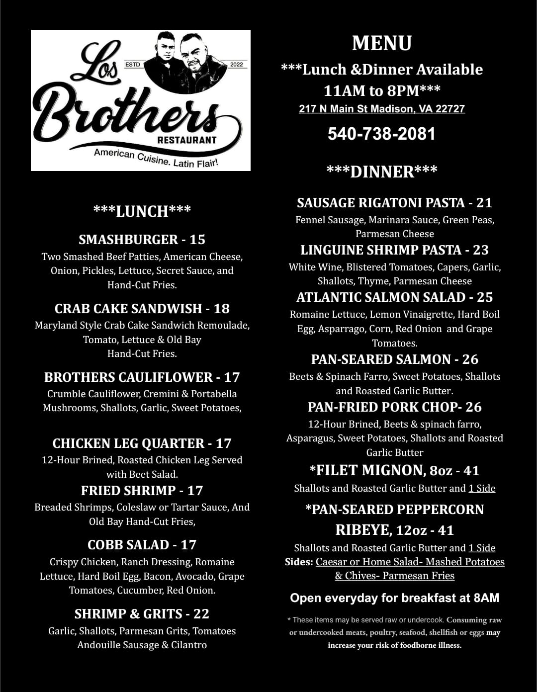 Los Brothers Restaurant Menu