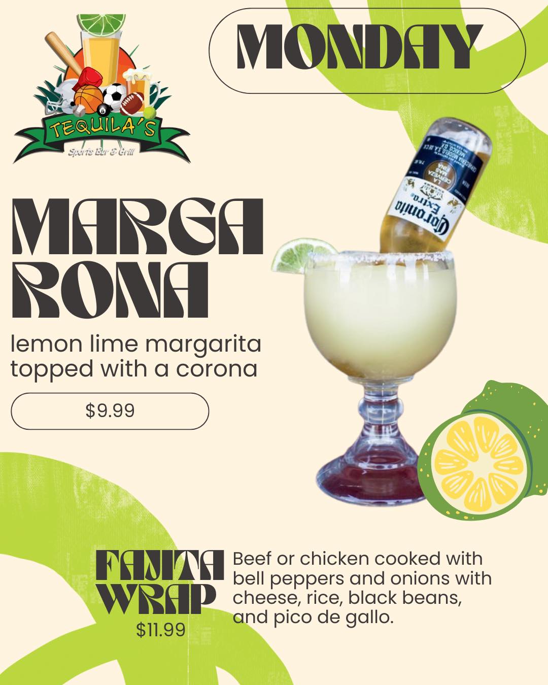 Tequilas Sports Bar and Grill Menu