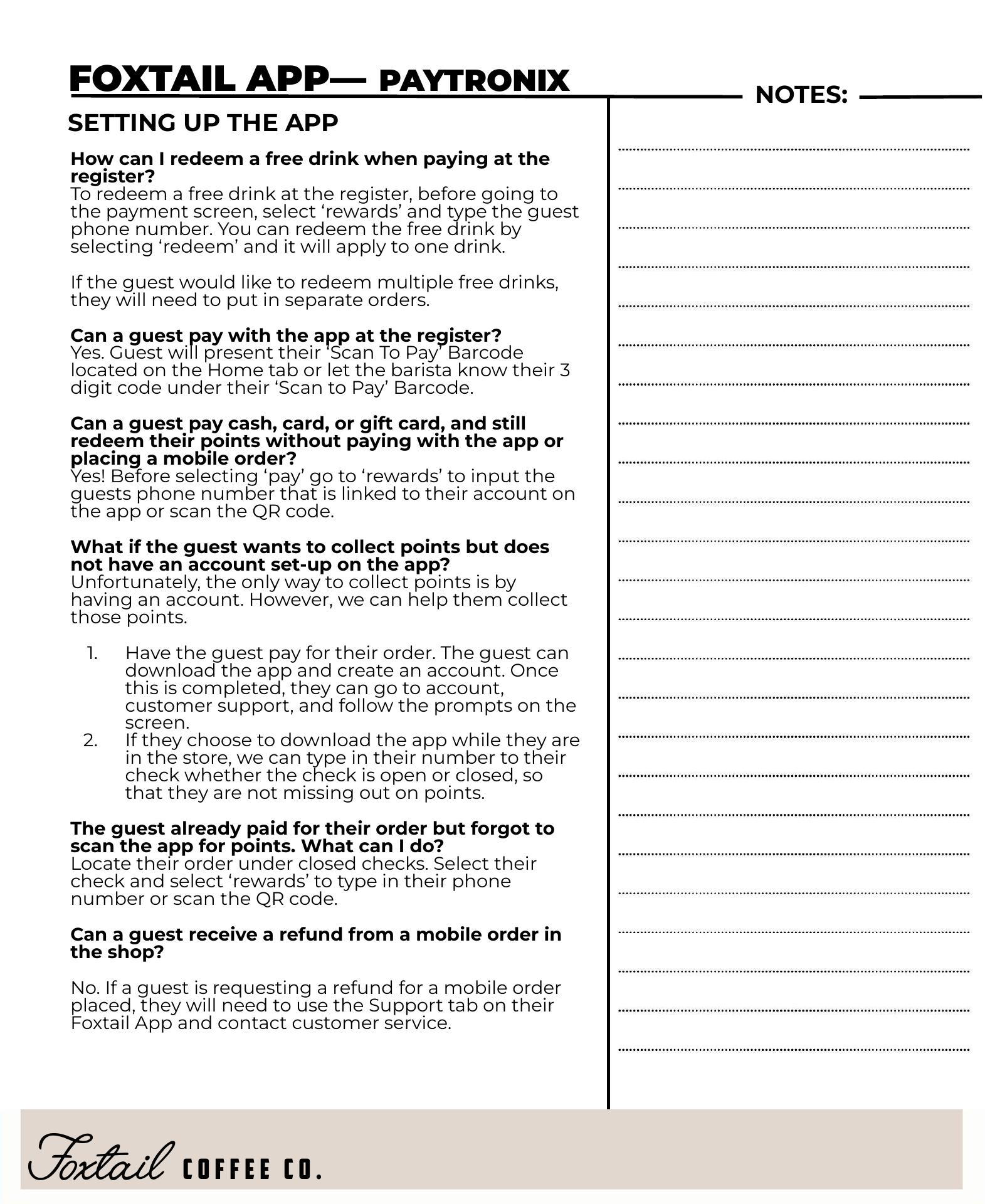 Foxtail Coffee - Promenade at Winterfield Menu