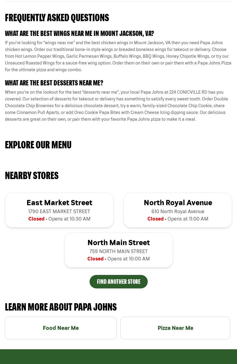 Papa Johns Pizza Menu