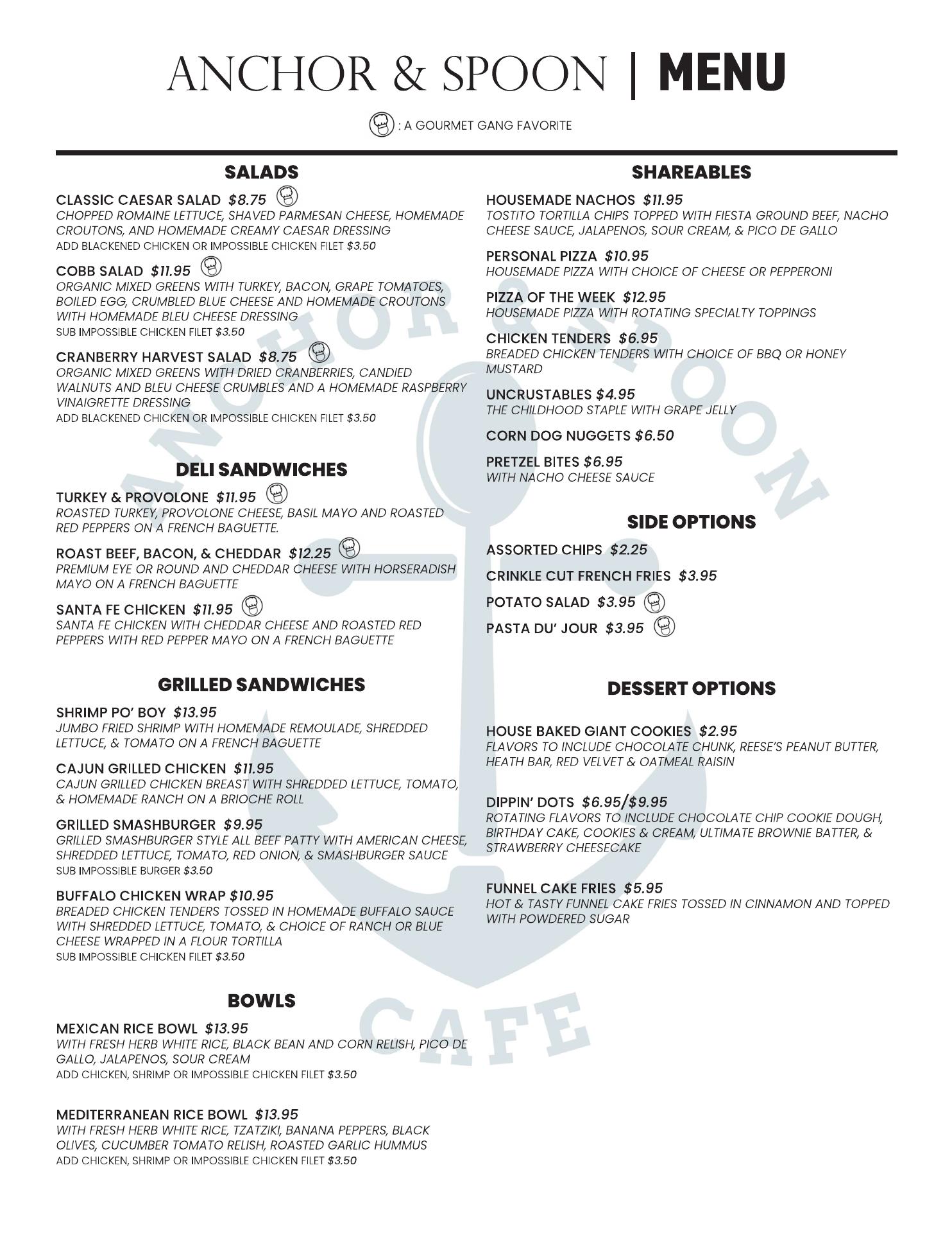 The Norfolk Grille at Nauticus Menu
