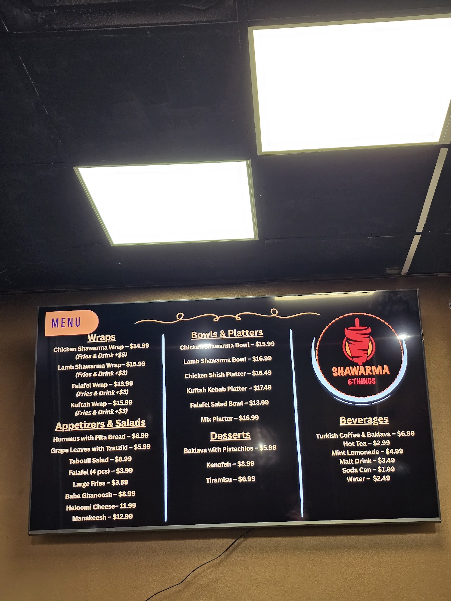 Shawarma and Things Menu