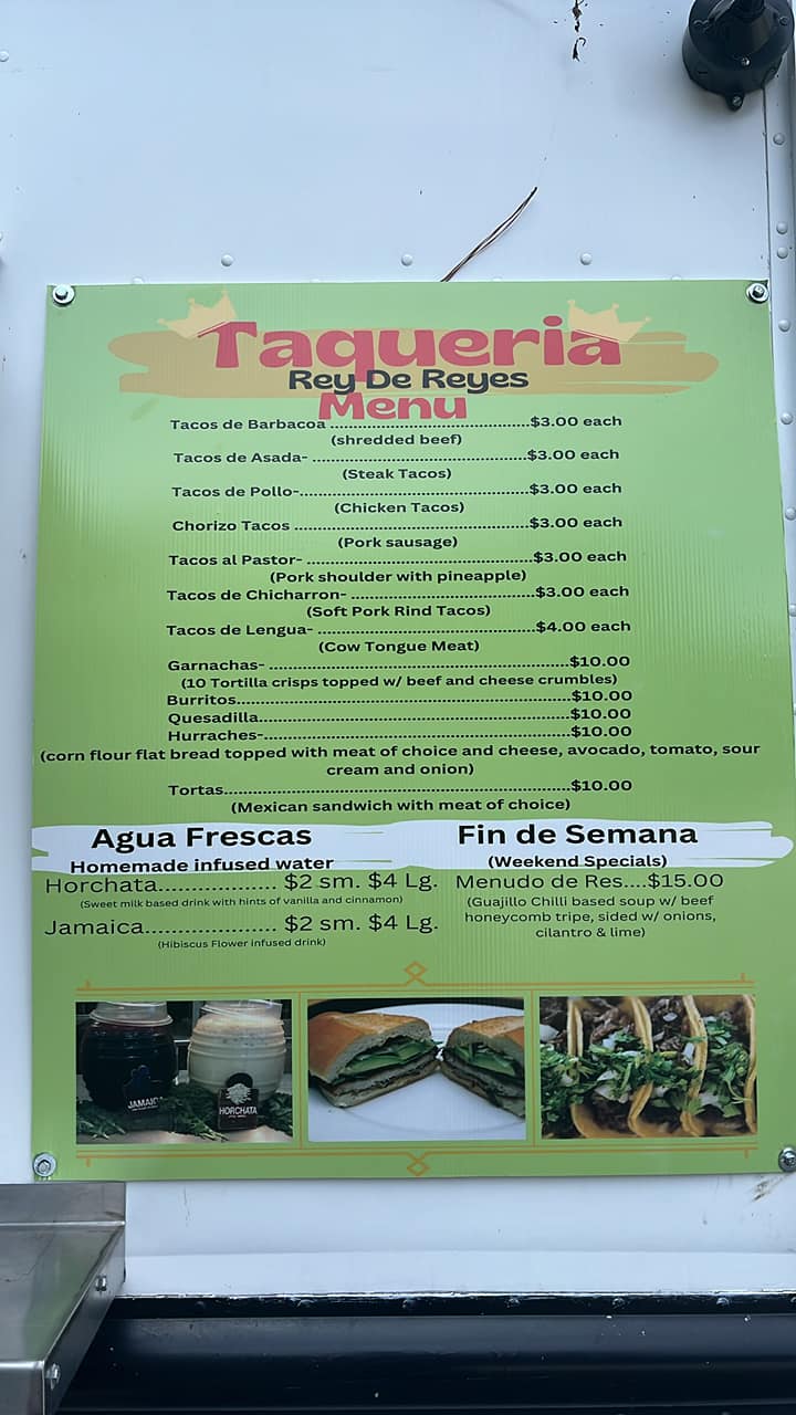 Taqueria Rey De Reyes Menu
