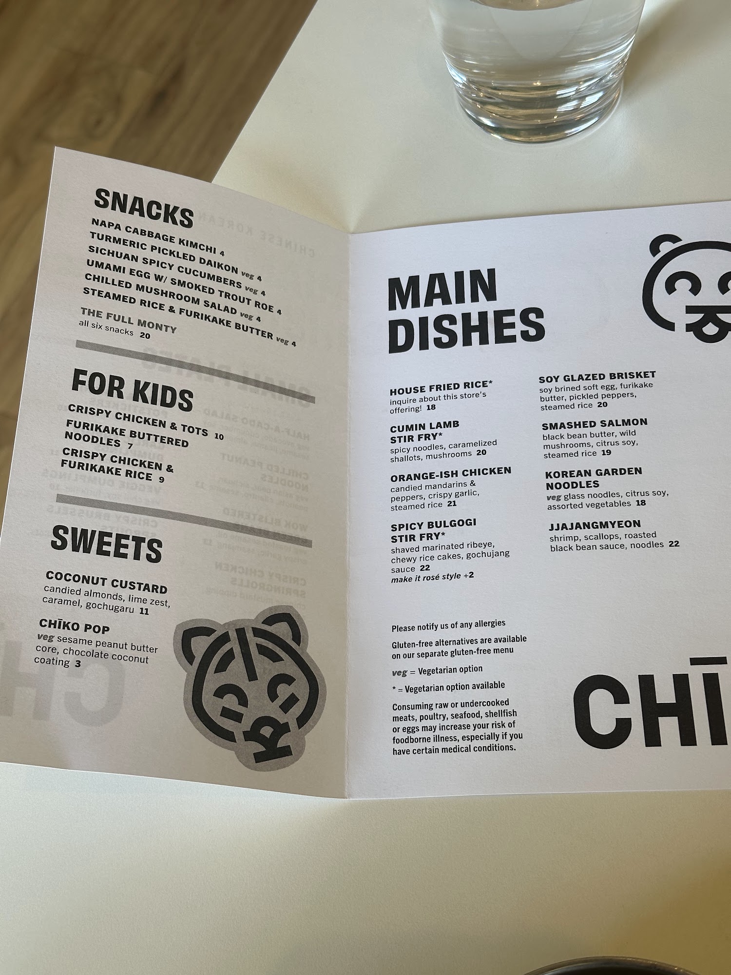 CHIKO Menu