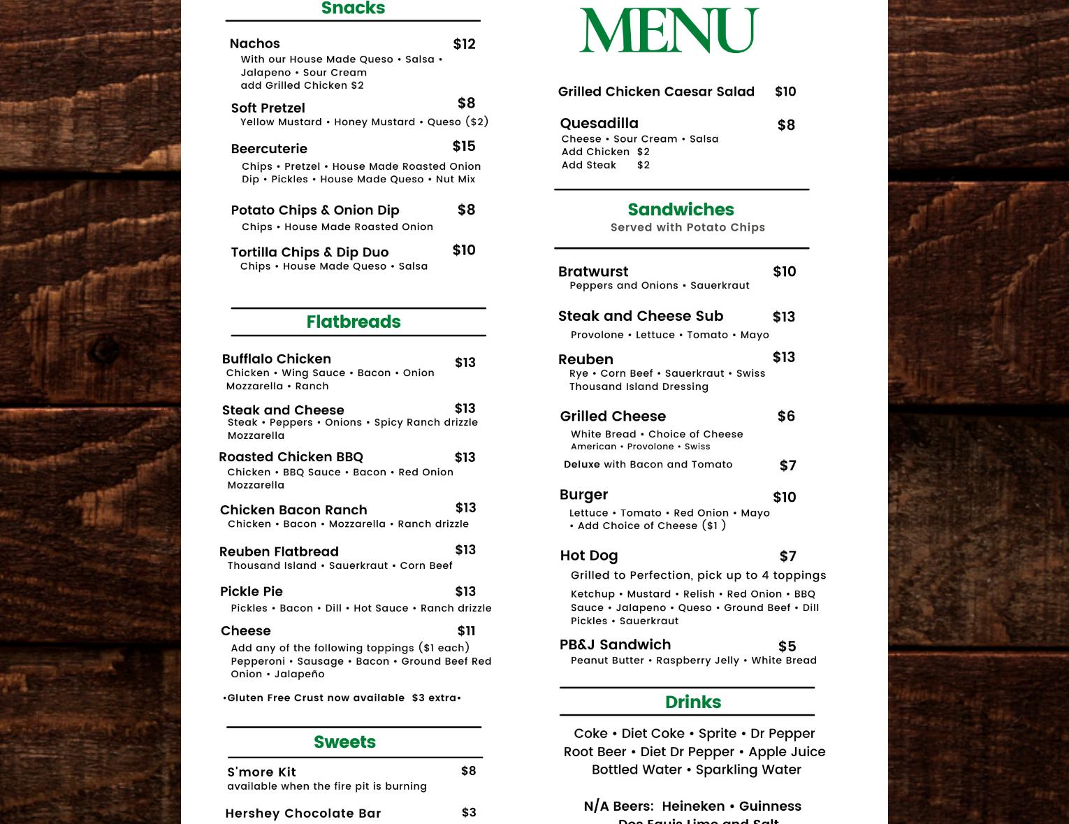 Old 690 Brewing Company Menu