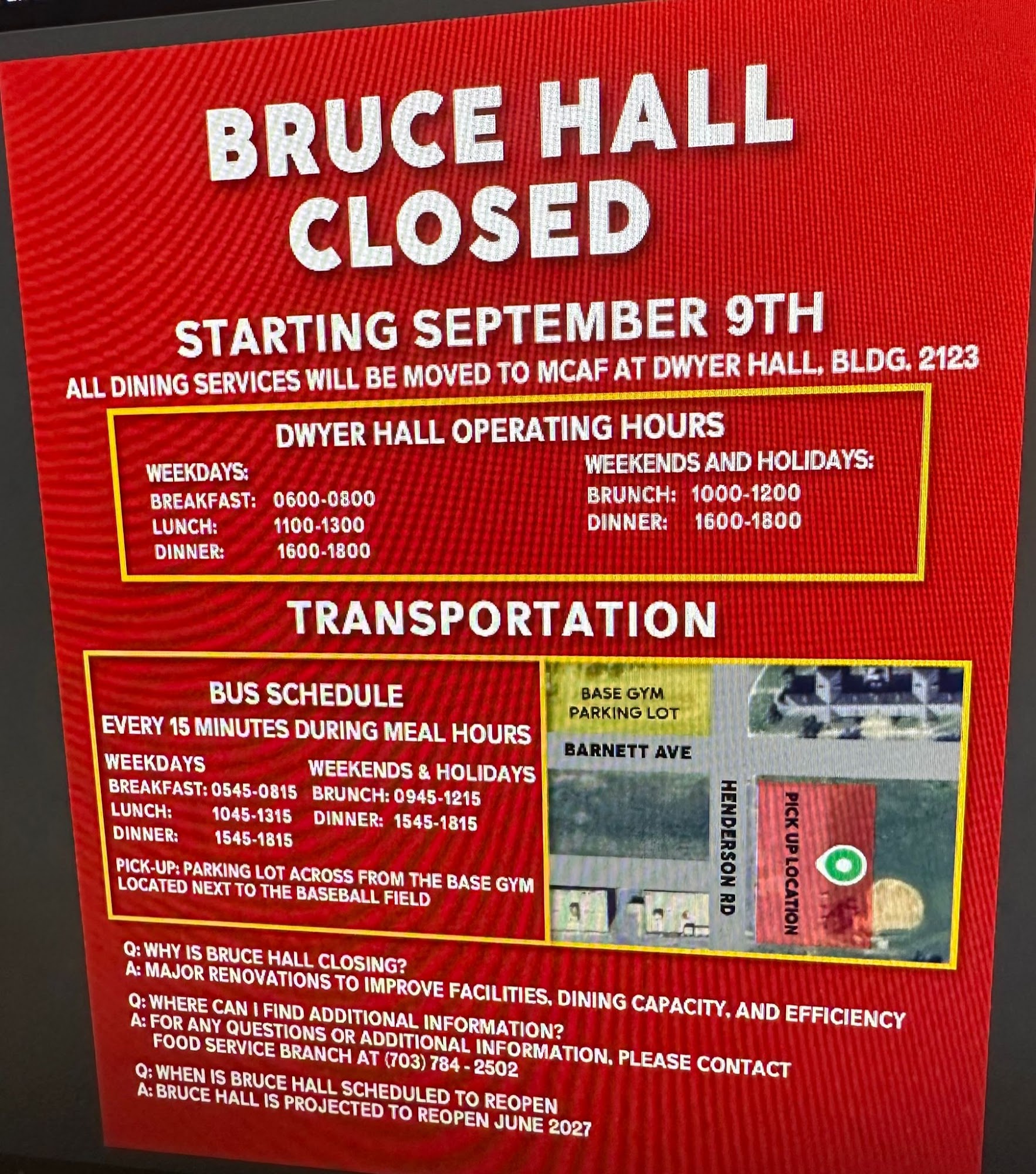 Bruce Mess Hall Menu