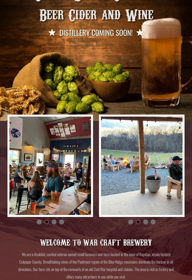 The Winery At Rapidan / WAR Craft Brewery Cidery Distillery Menu
