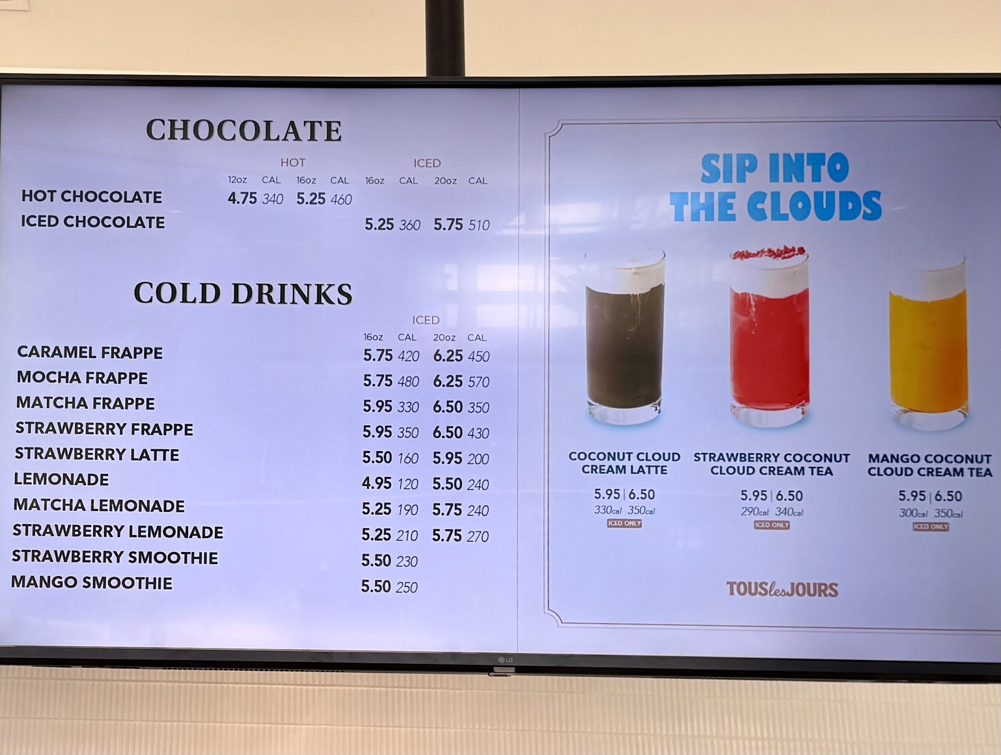 Tous Les Jours - Reston Station Menu