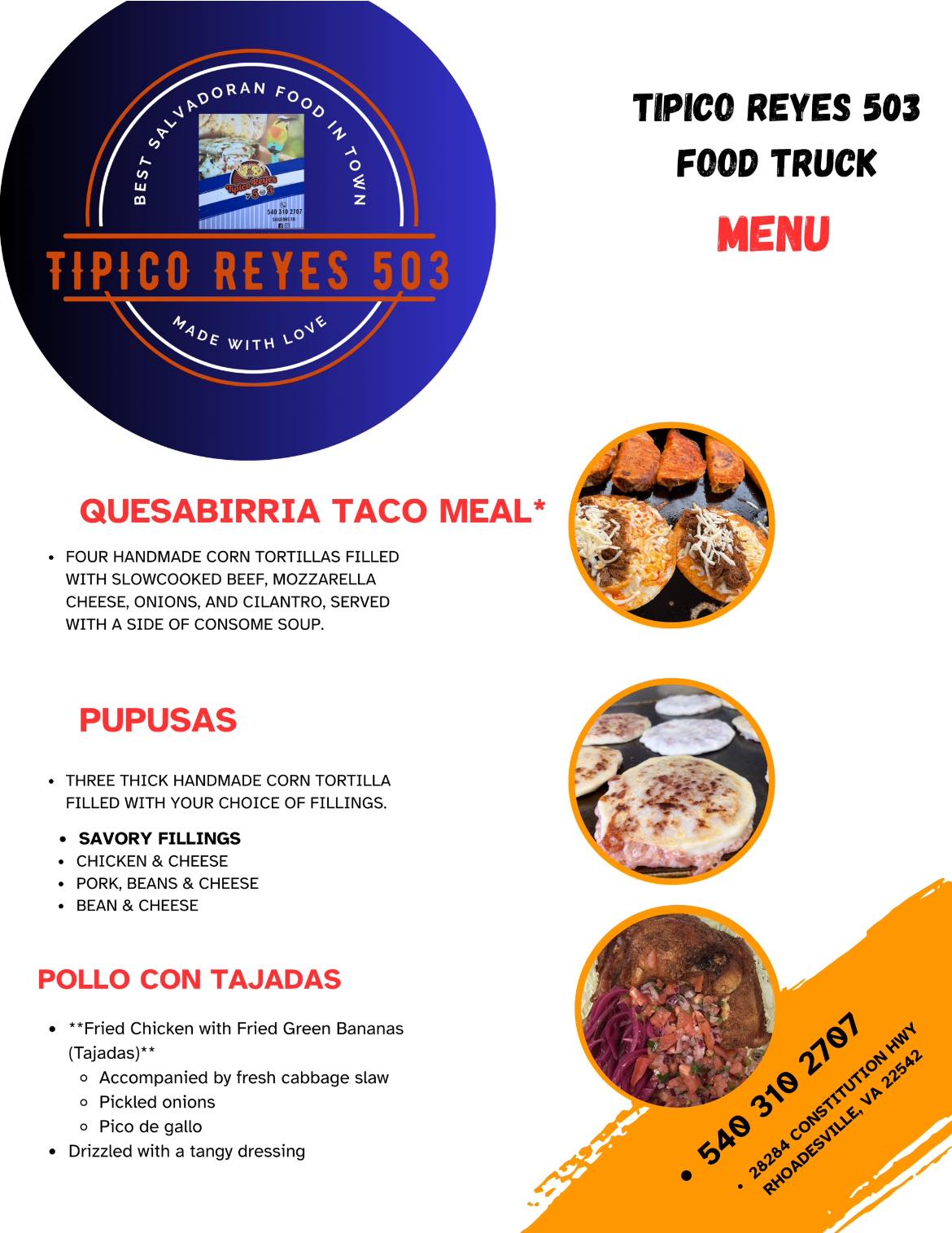 Tipico Reyes 503 Food Truck Menu