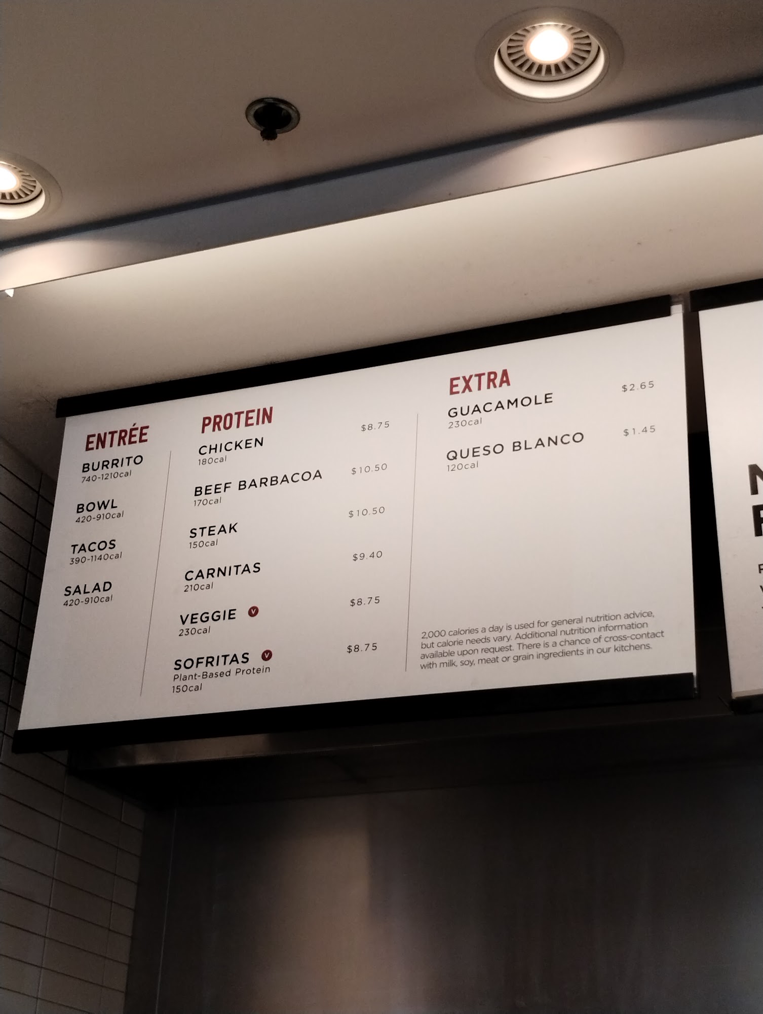 Chipotle Mexican Grill Menu