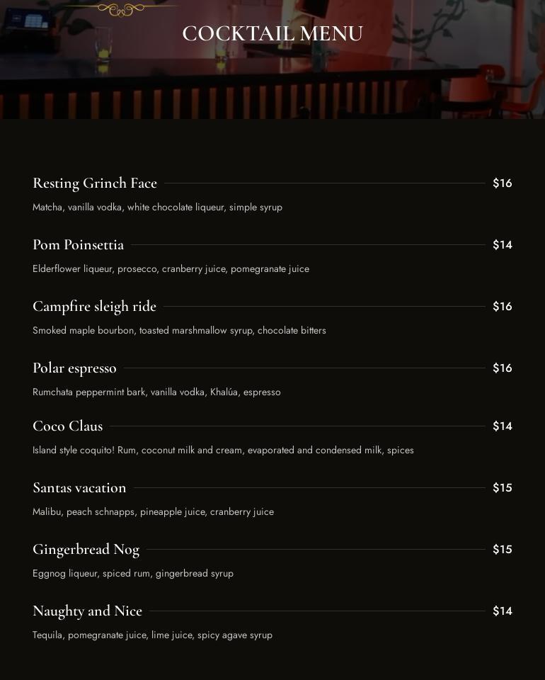 Seasons Restaurant & Bar Menu
