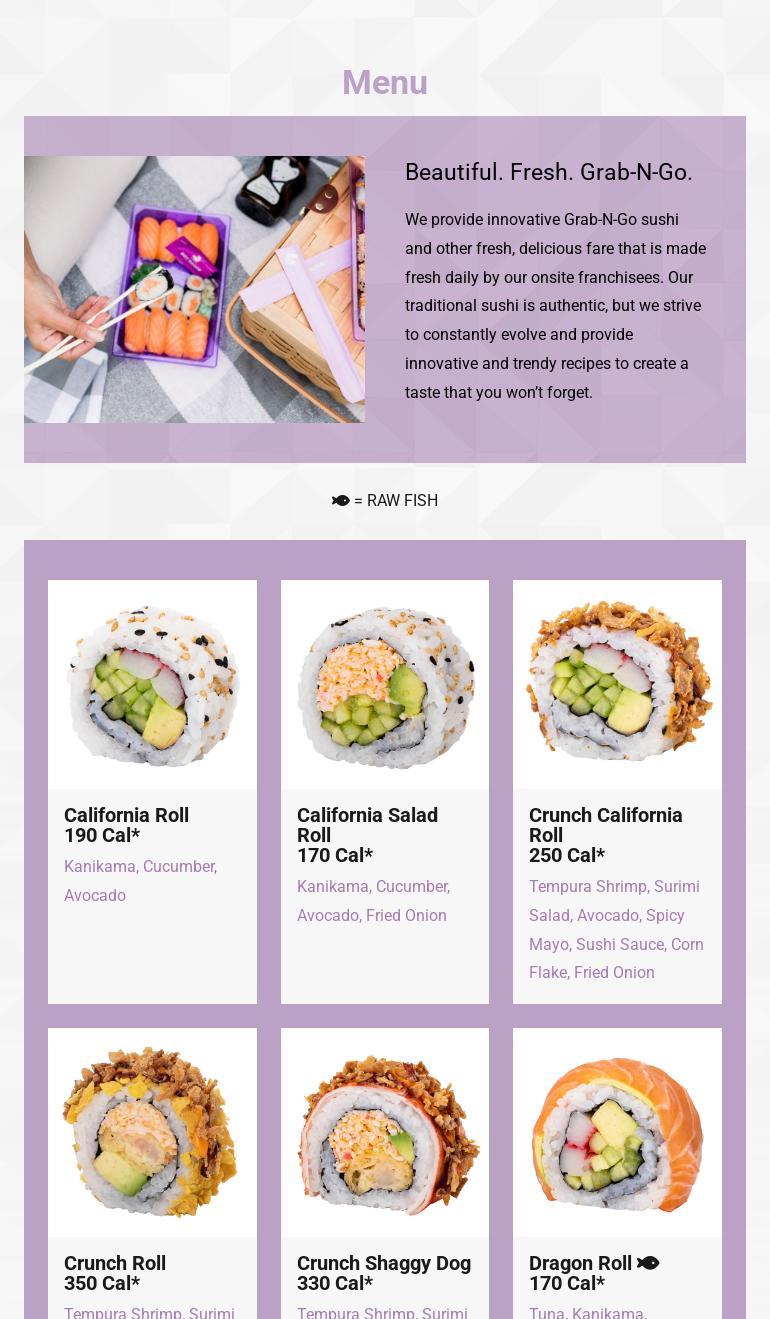 SNOWFOX Sushi Menu
