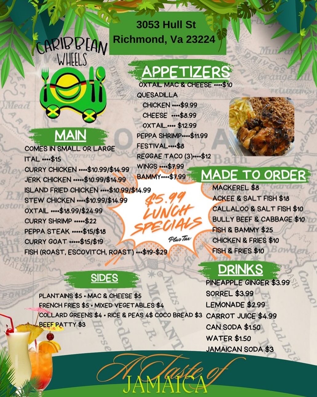 Caribbean On Wheels Bar & Grill Menu