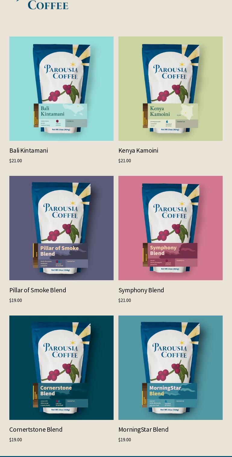 Parousia Coffee Menu