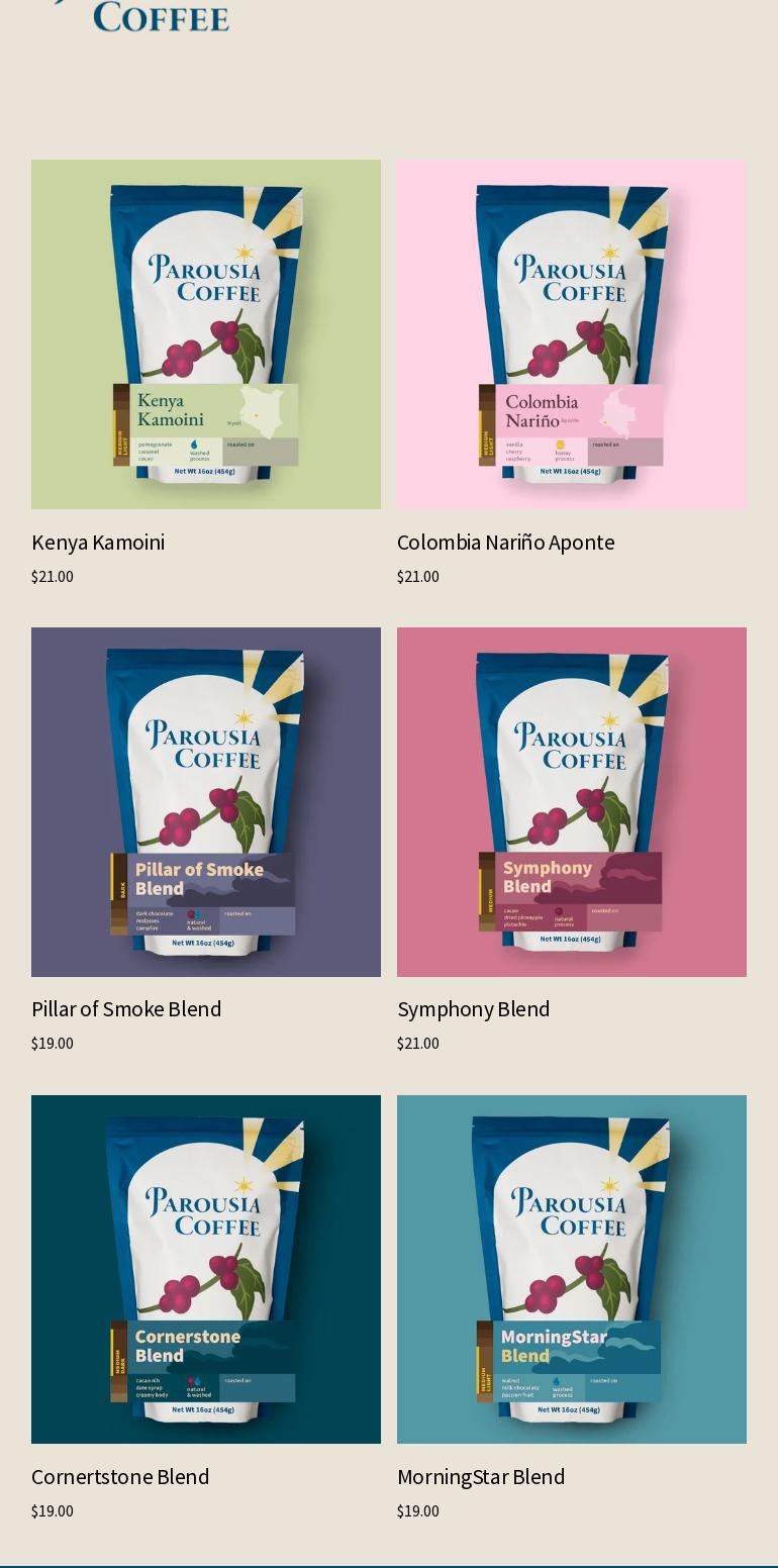 Parousia Coffee Menu