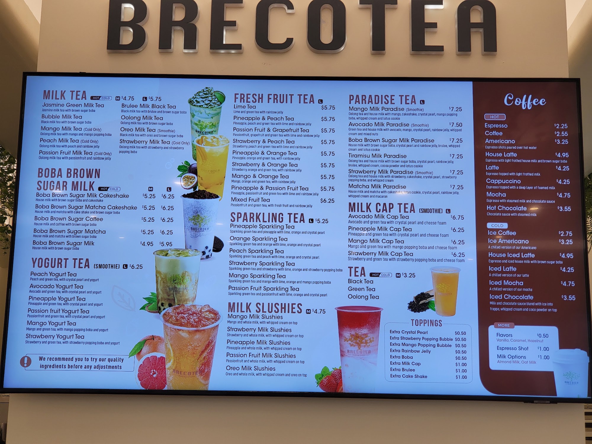 Brecotea Menu
