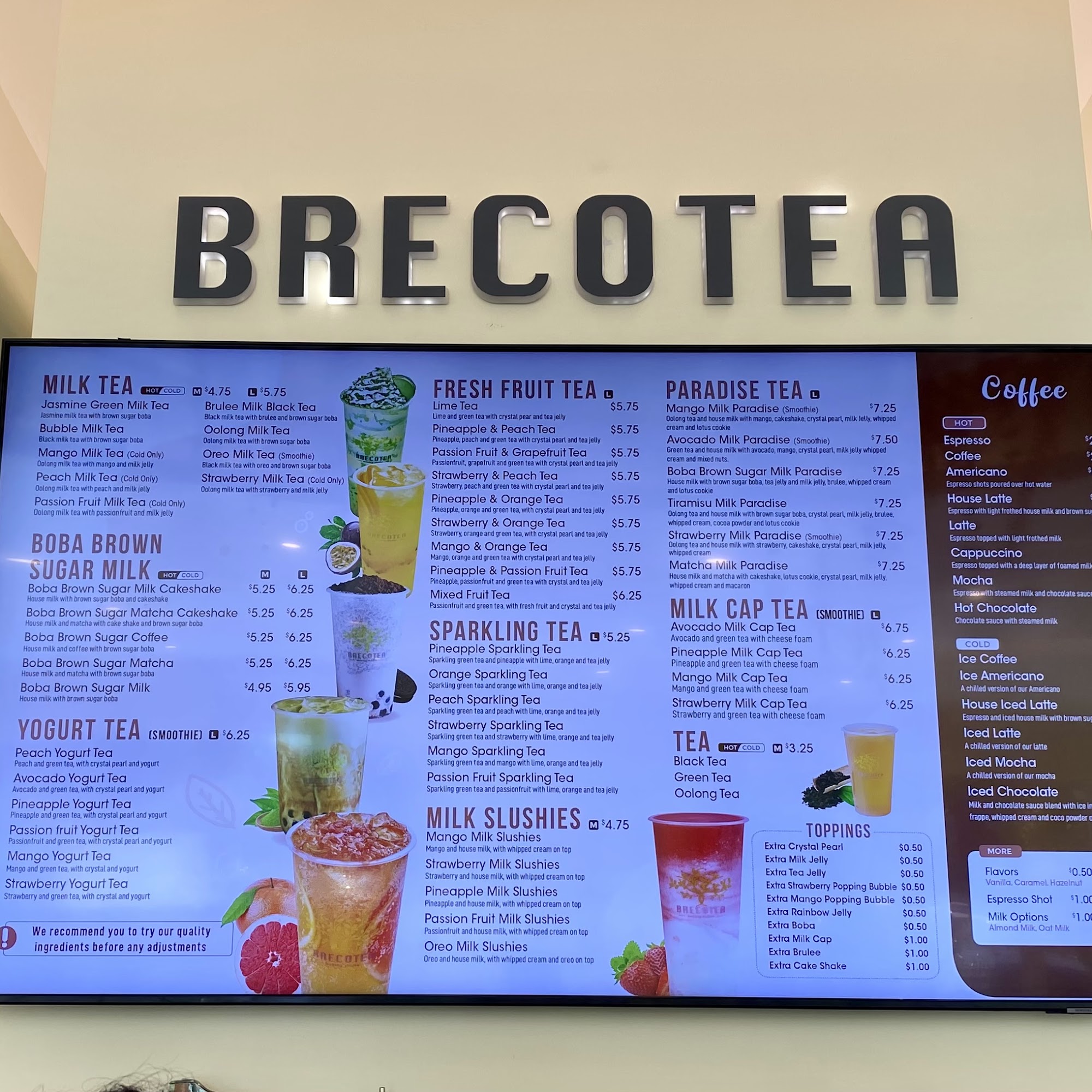 Brecotea Menu