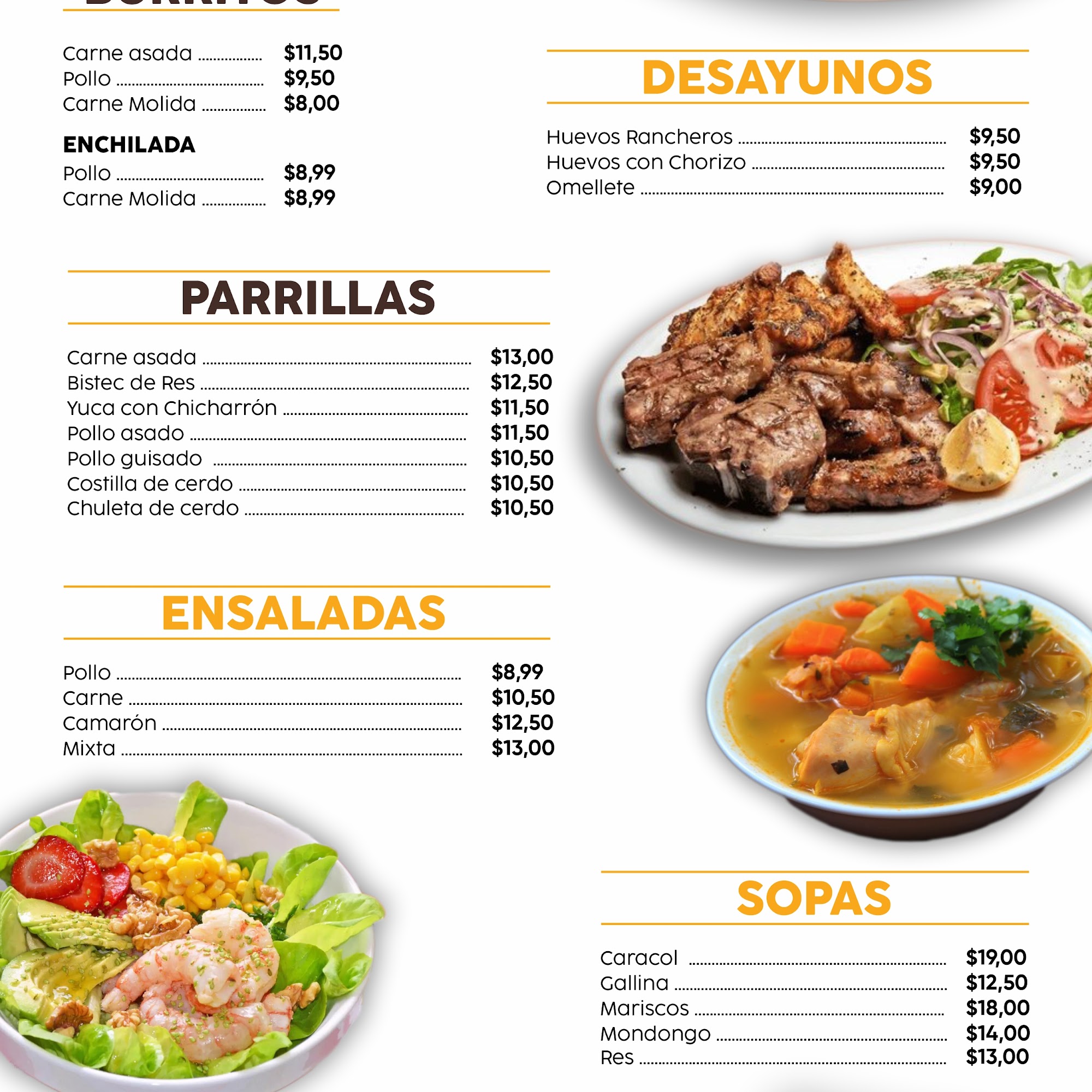 Restaurante Sabor Centro Americano Menu