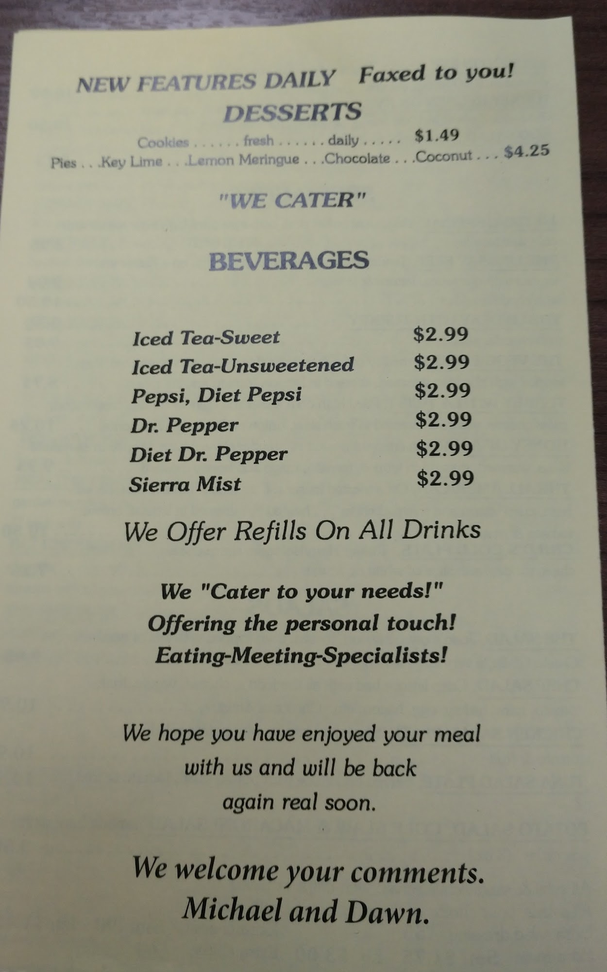 Mike's Deli Menu
