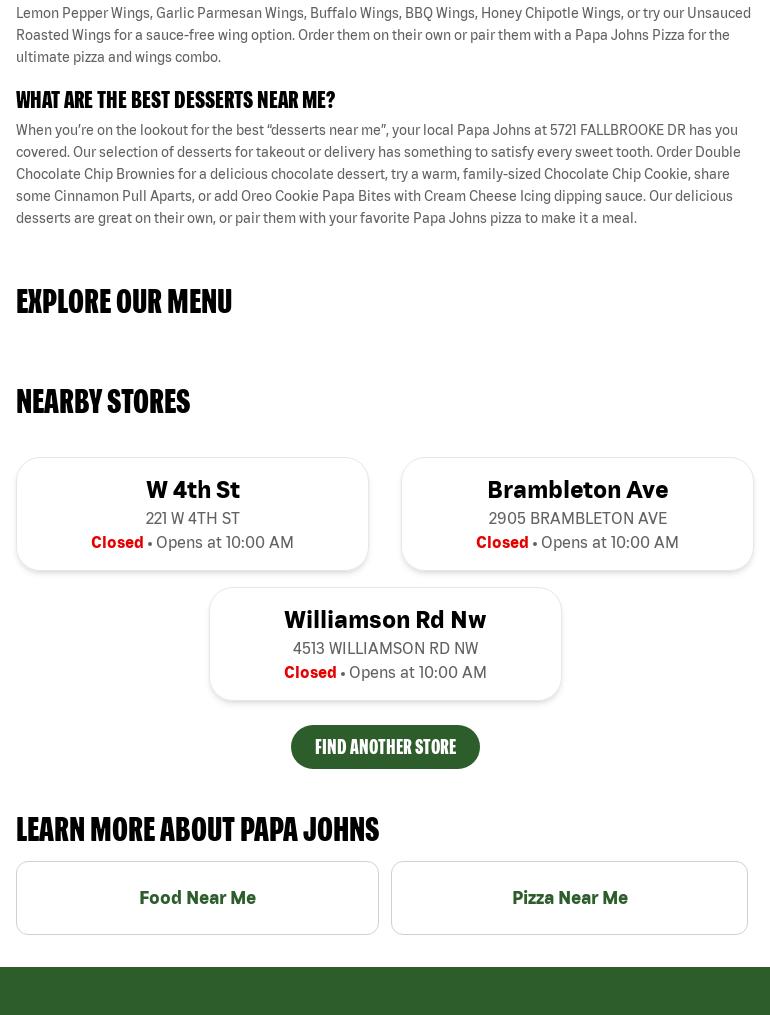 Papa Johns Pizza Menu