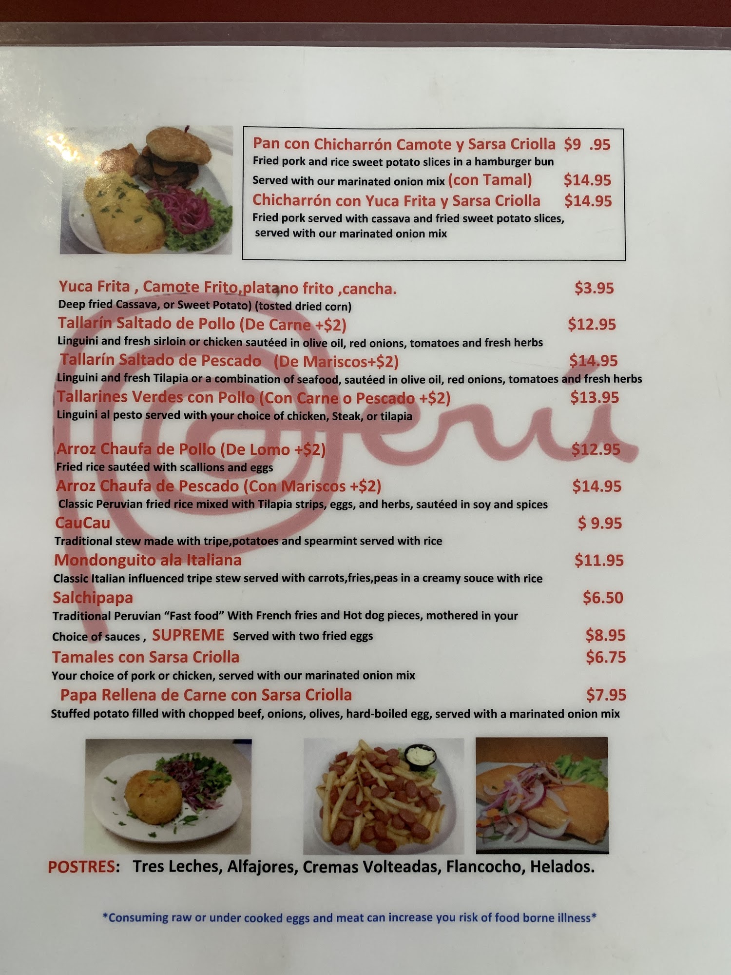 Peruvian Grill Restaurant Menu