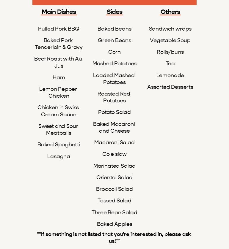 T's Roarin' BBQ Menu