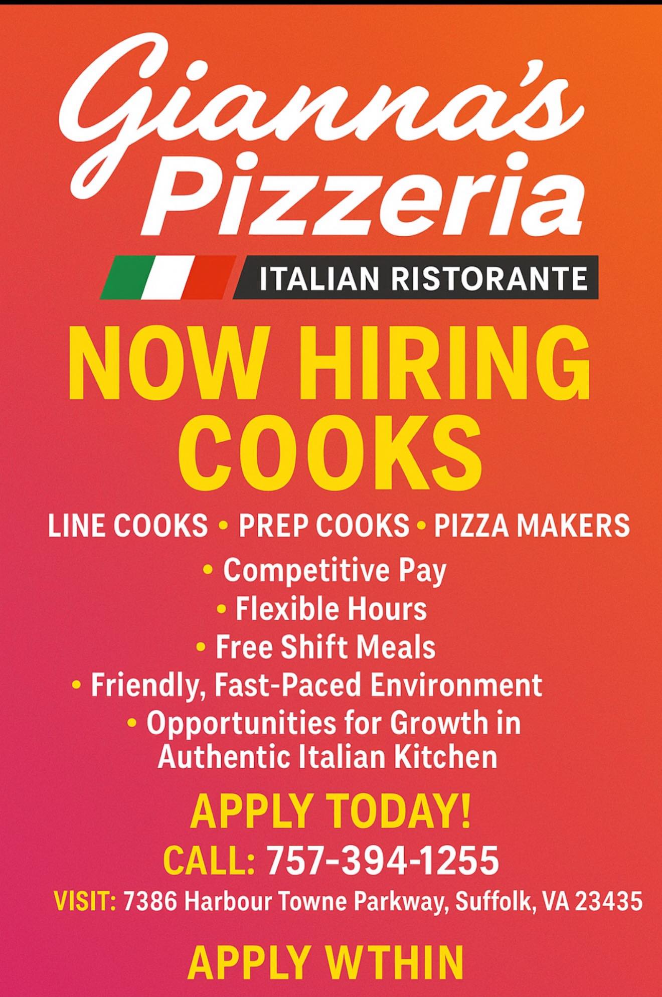 Gianna's Pizzeria & Restaurant Suffolk