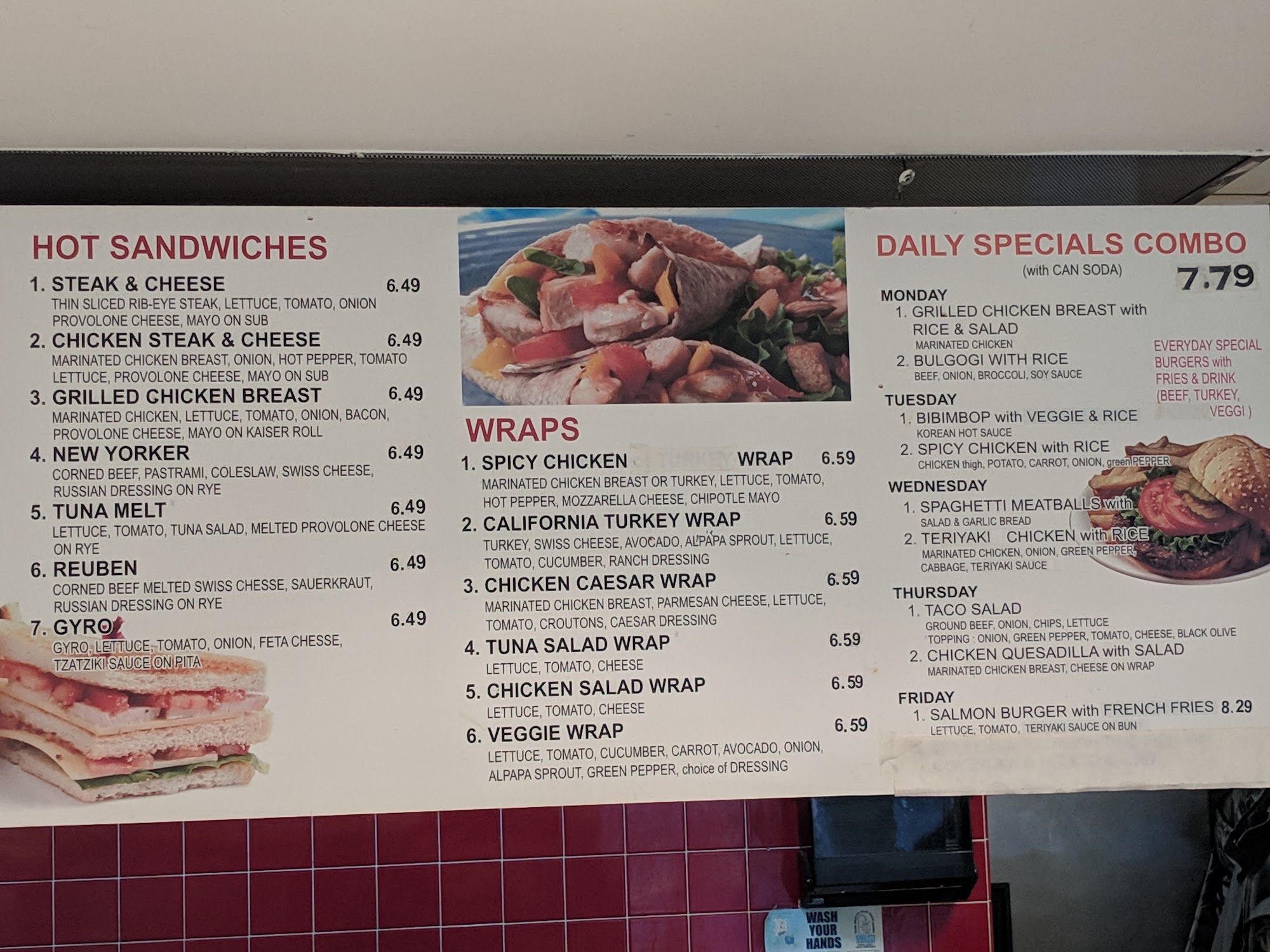 Tyson's Honda Cafe Menu