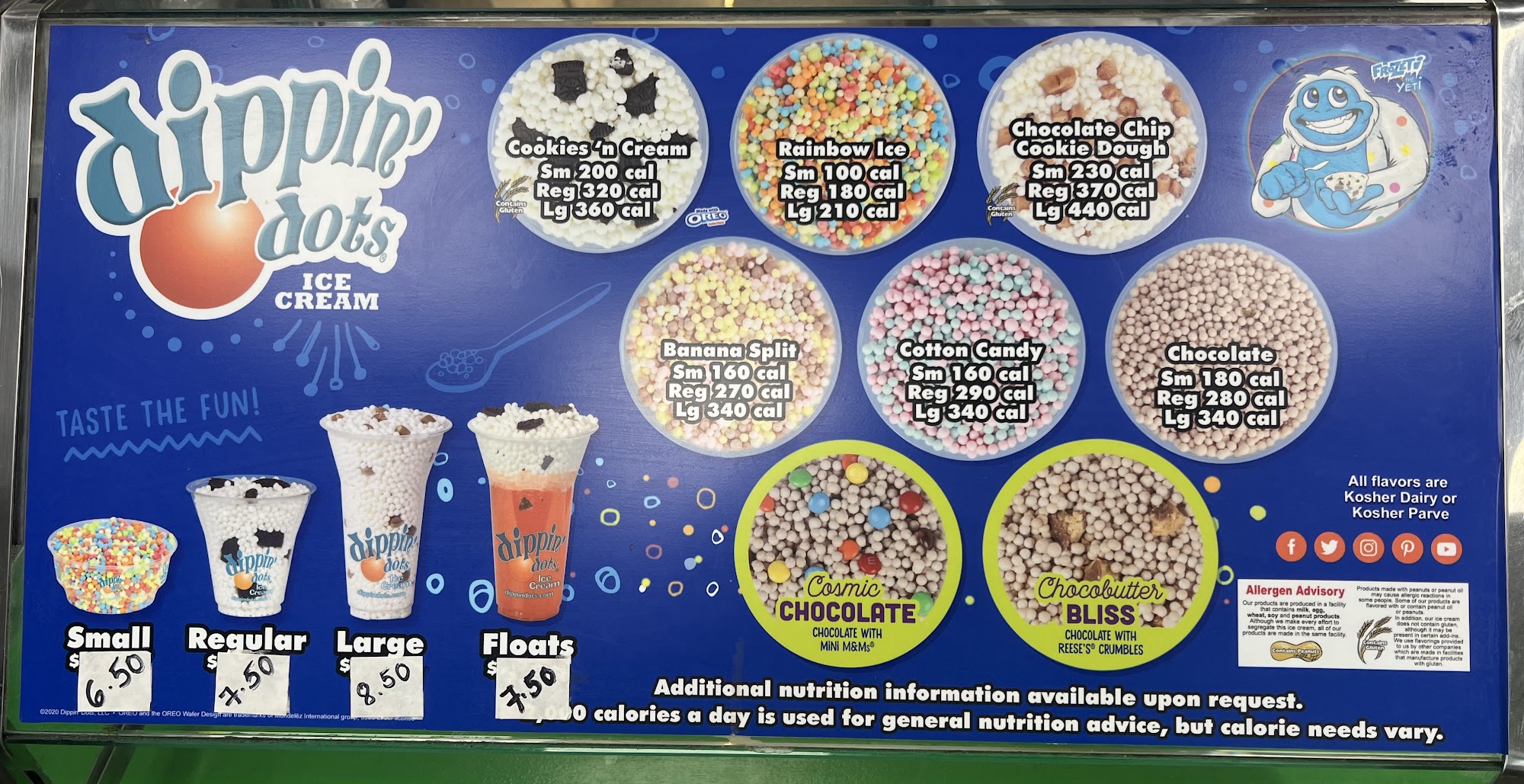 Dippin' Dots Menu