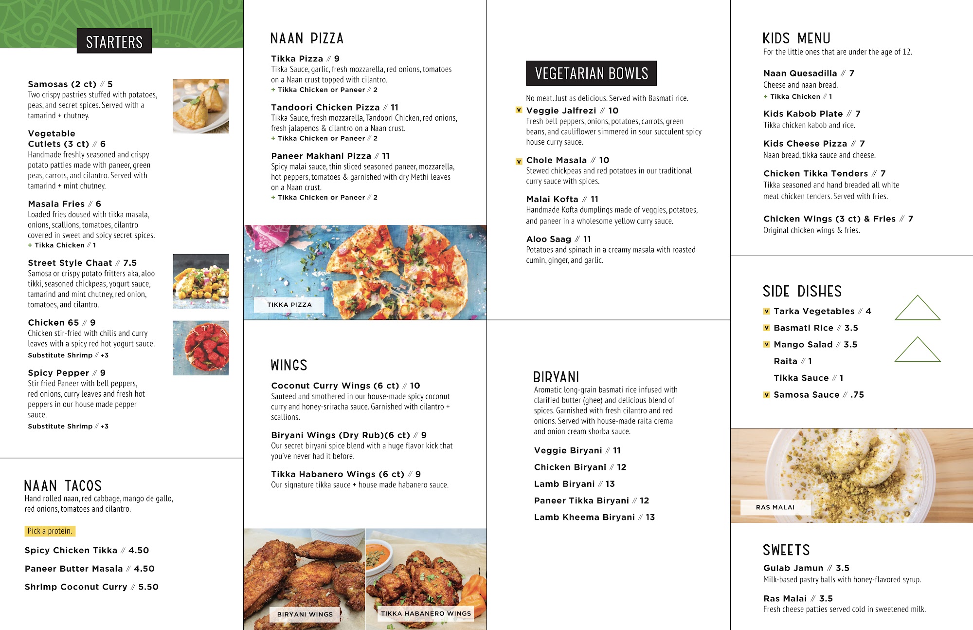 Tikka Shack Indian Grub Menu