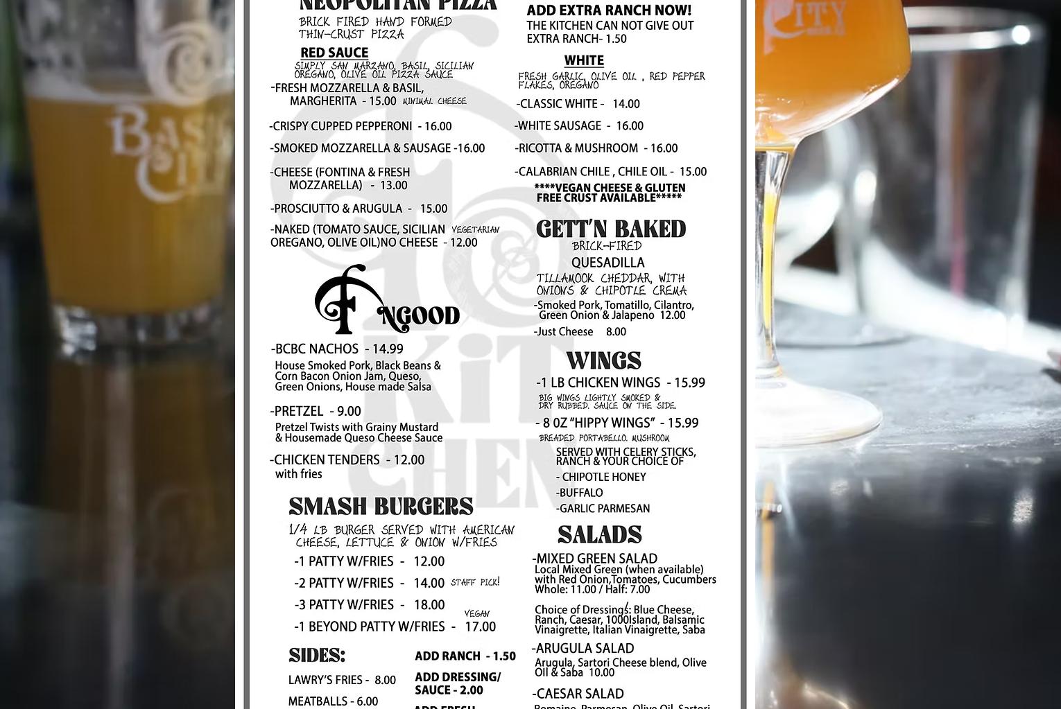 Basic City Beer Co. Menu