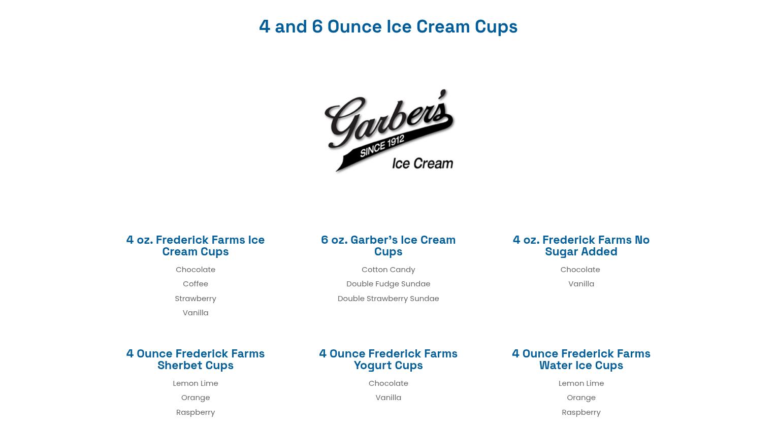 Garber Ice Cream Co Menu