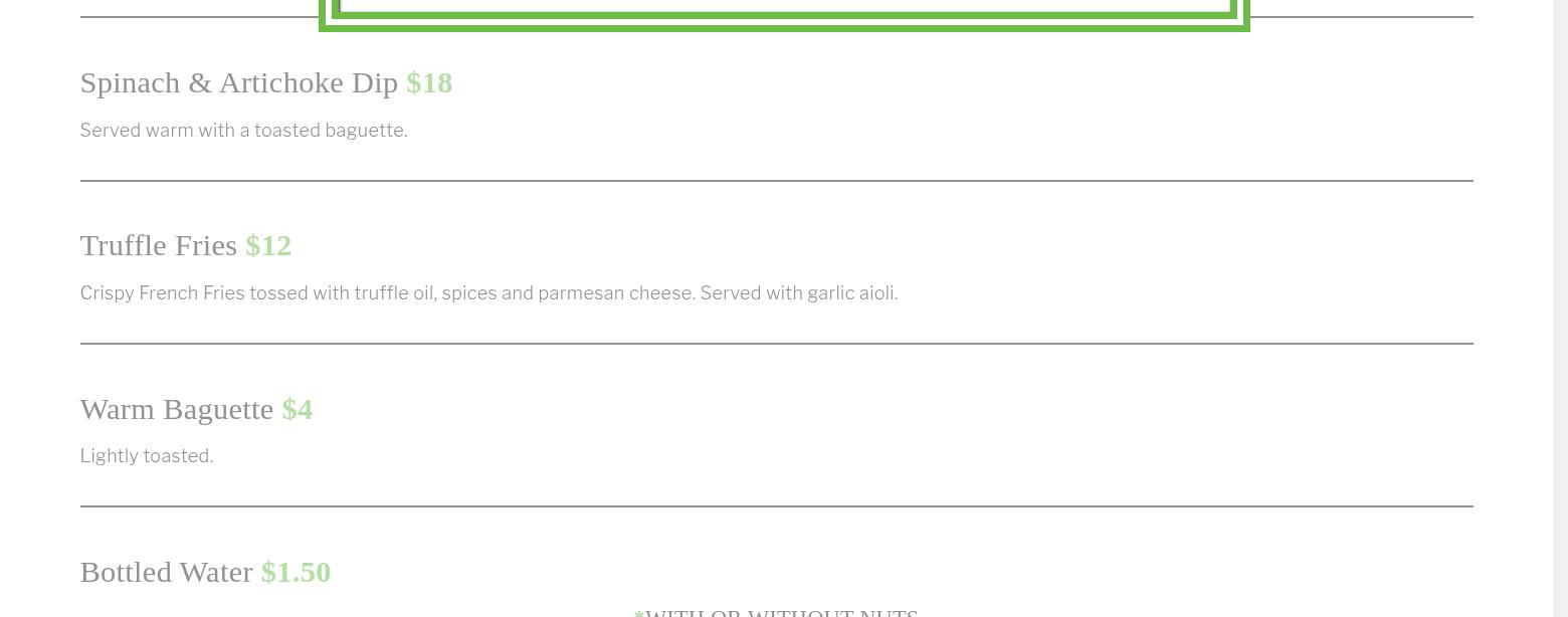 James Charles Winery & Vineyard Menu