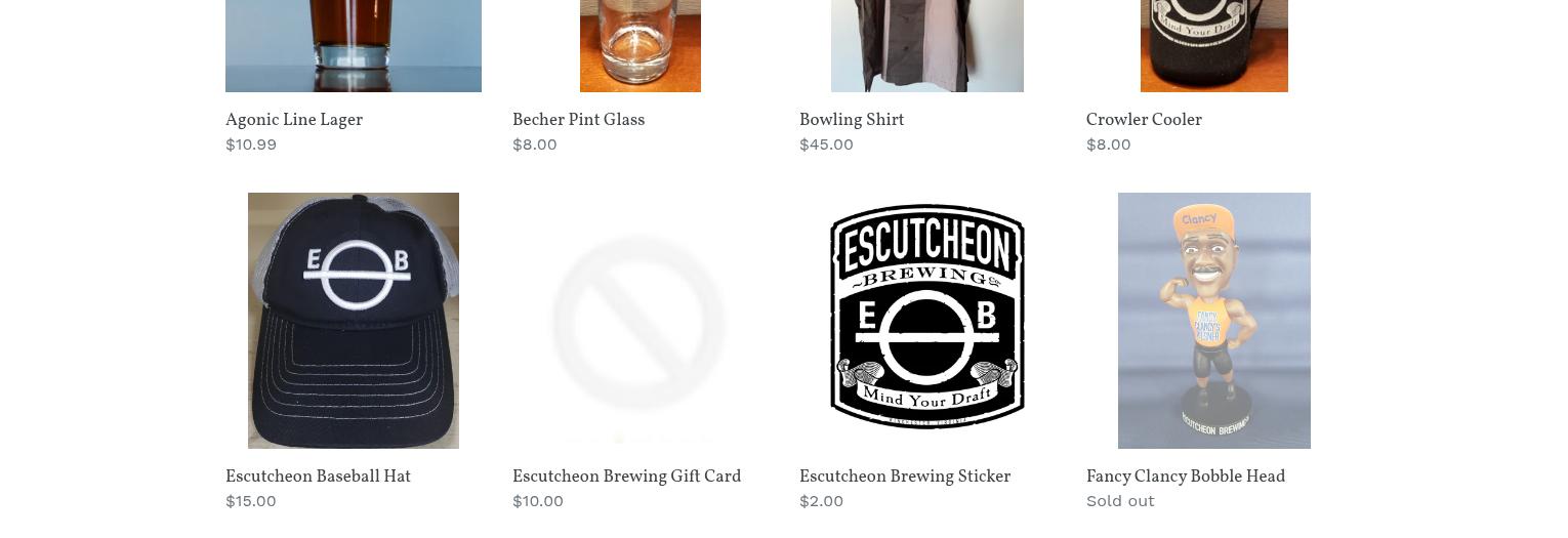 Escutcheon Brewing Co. Menu
