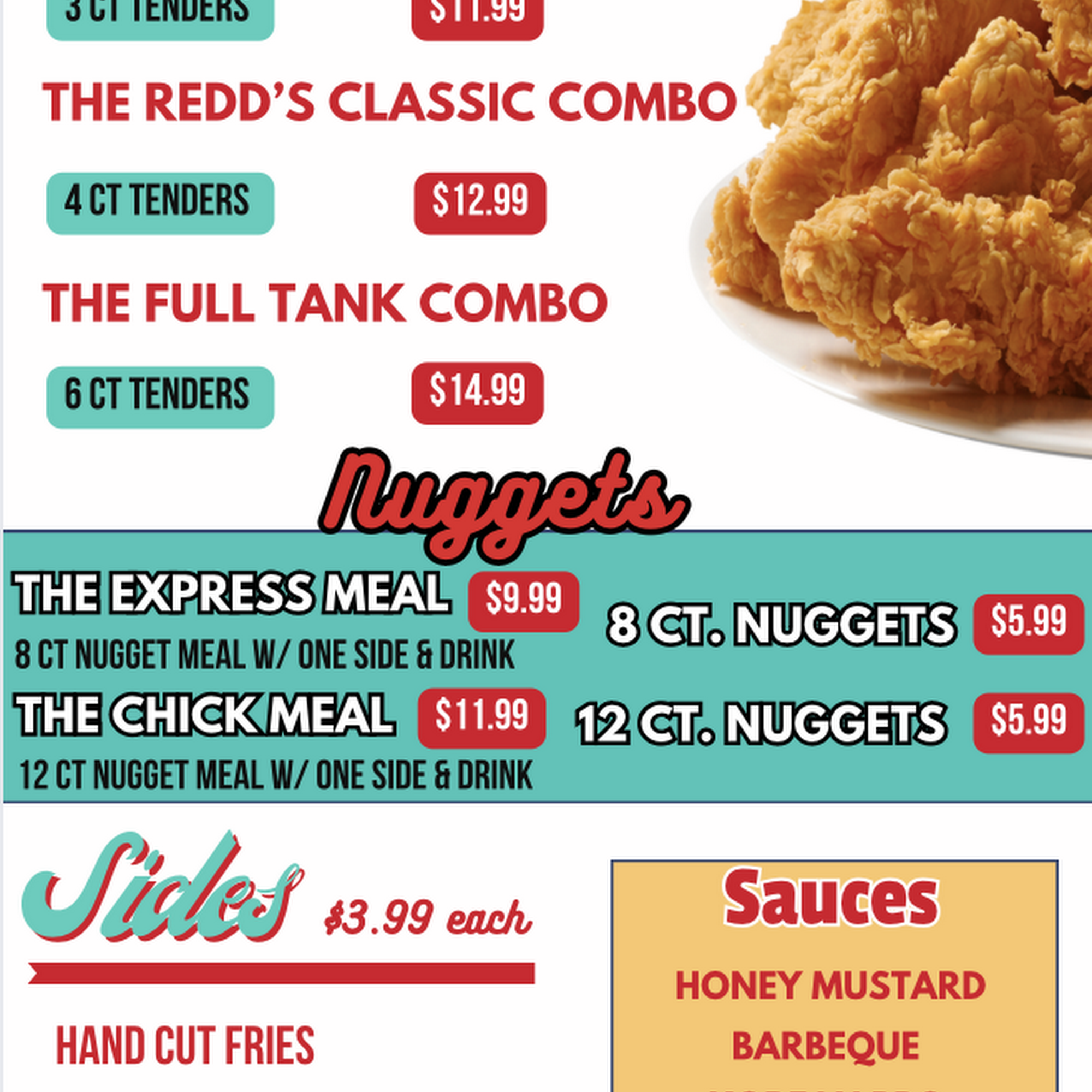 Redd's Filling Station Menu