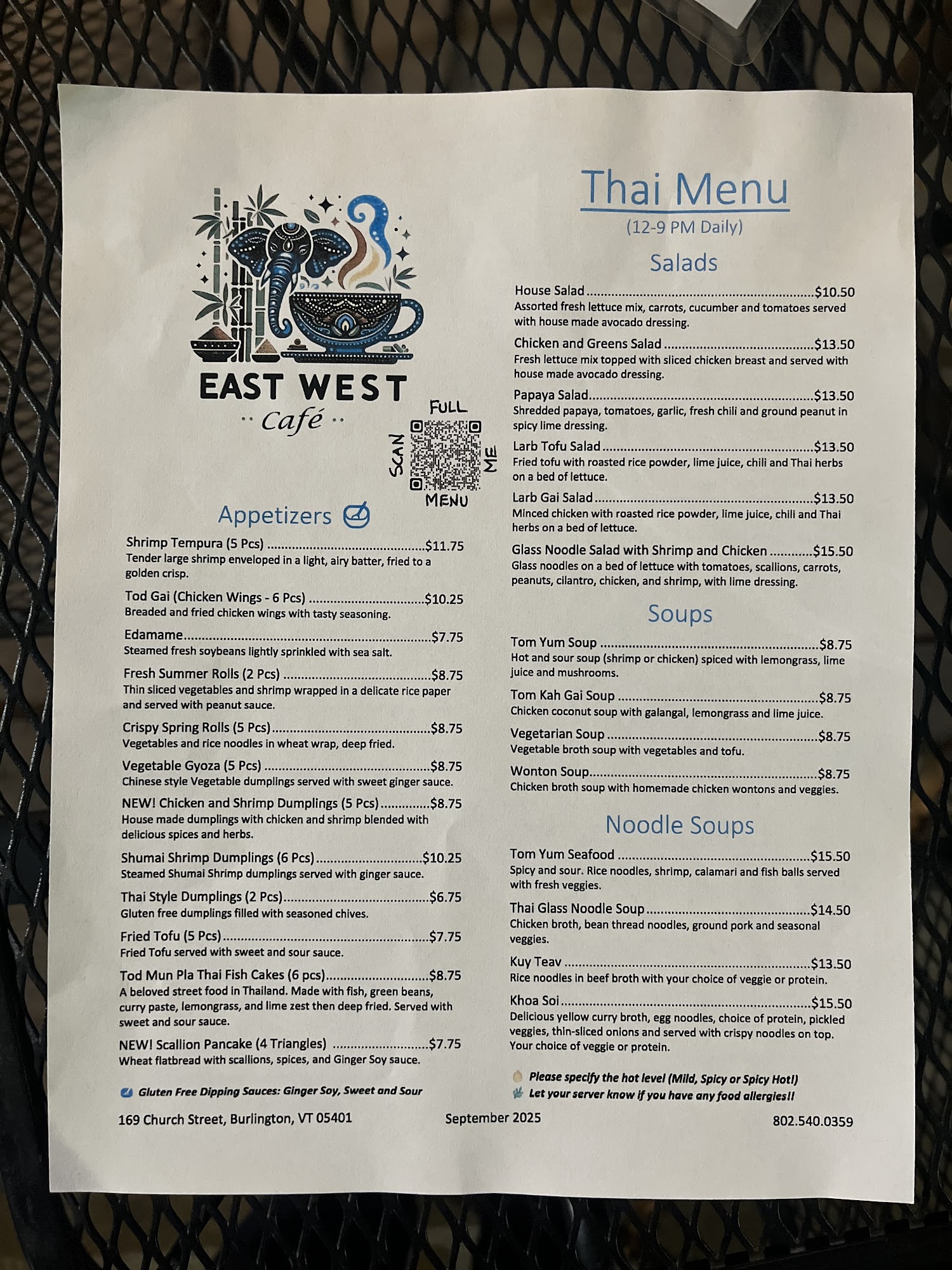 East West Café Menu
