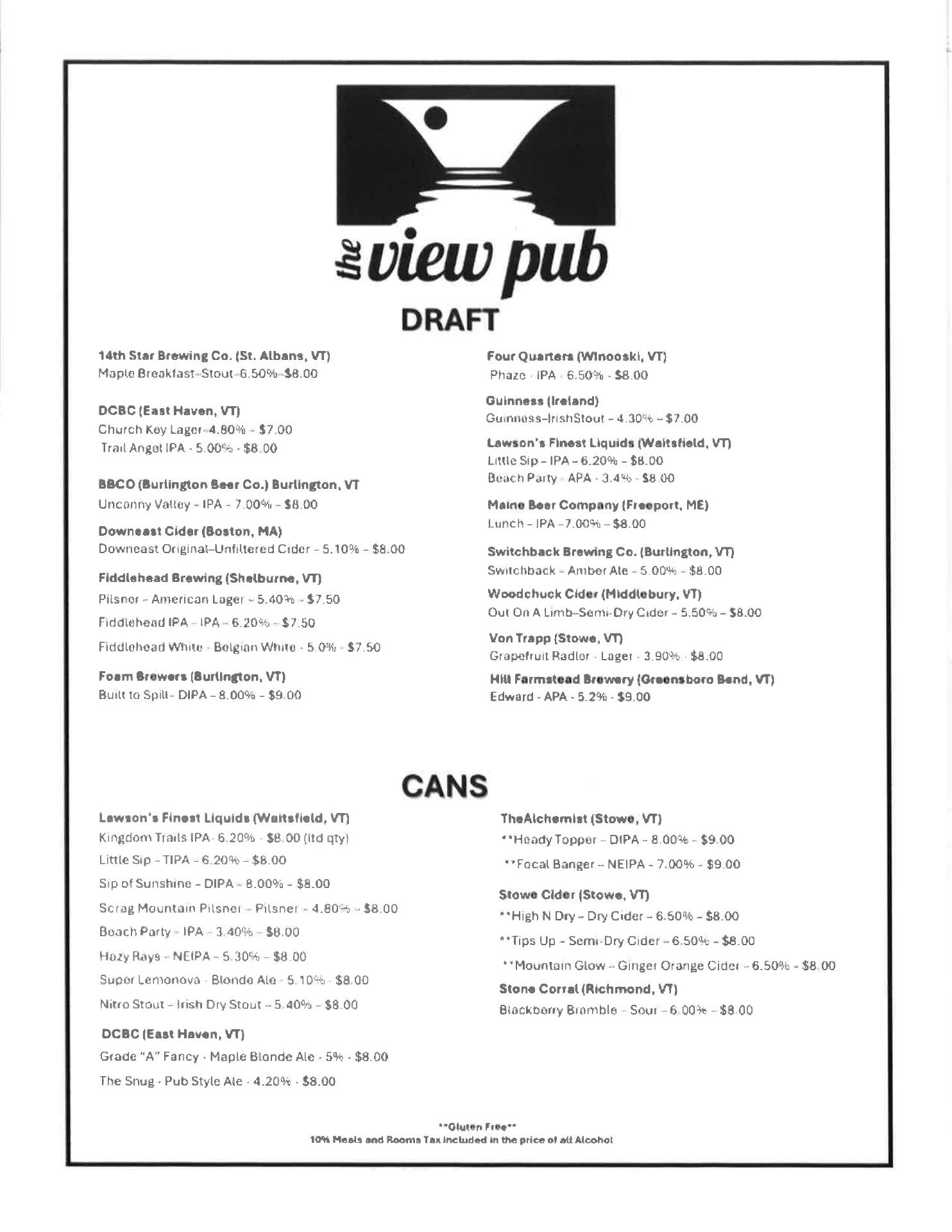 Edmund’s Coffee Shop Menu