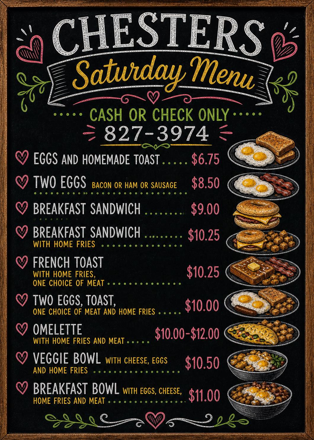 Chesters Menu