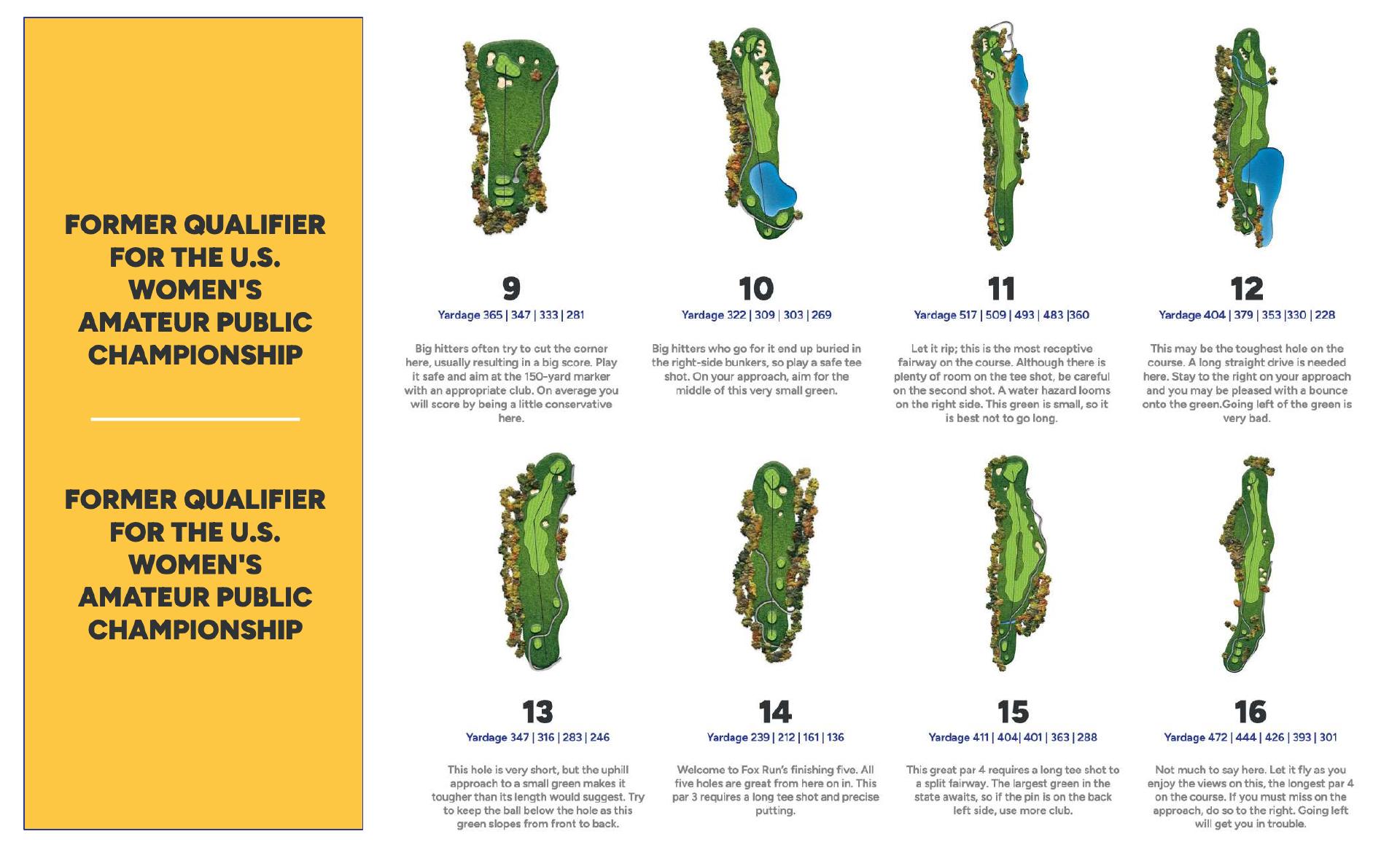 Fox Run Golf Club Menu
