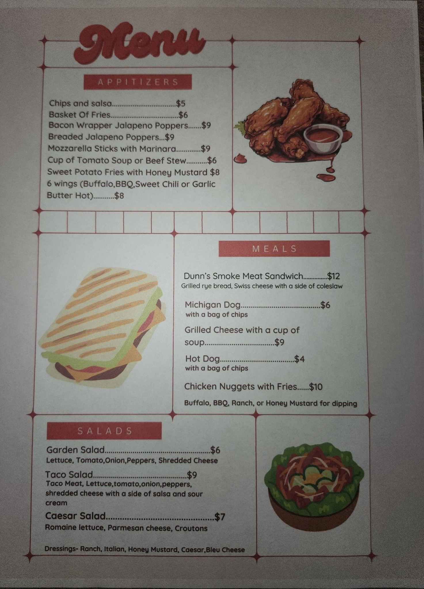 Two Boot Saloon Menu