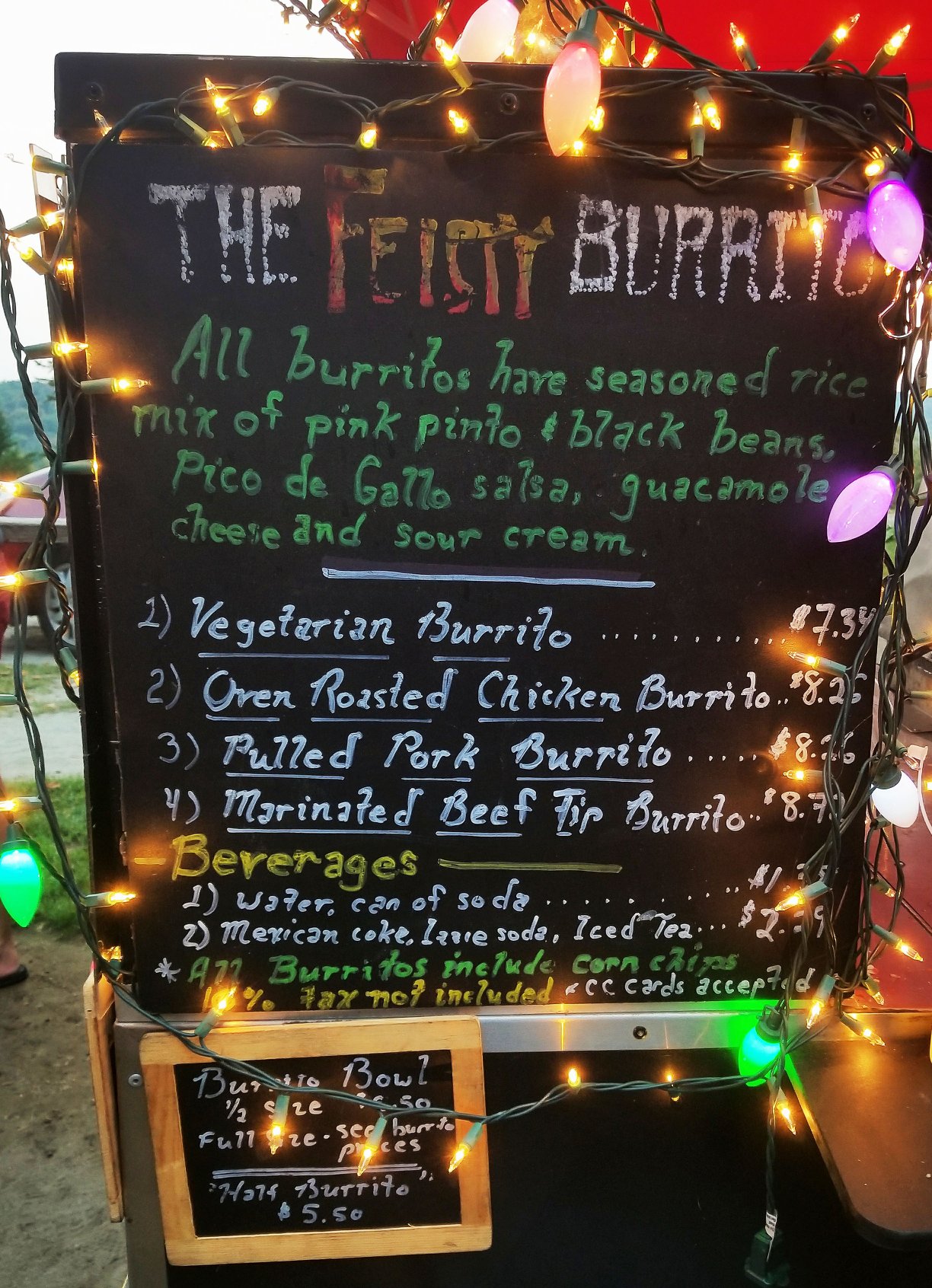 The Feisty Burrito Menu