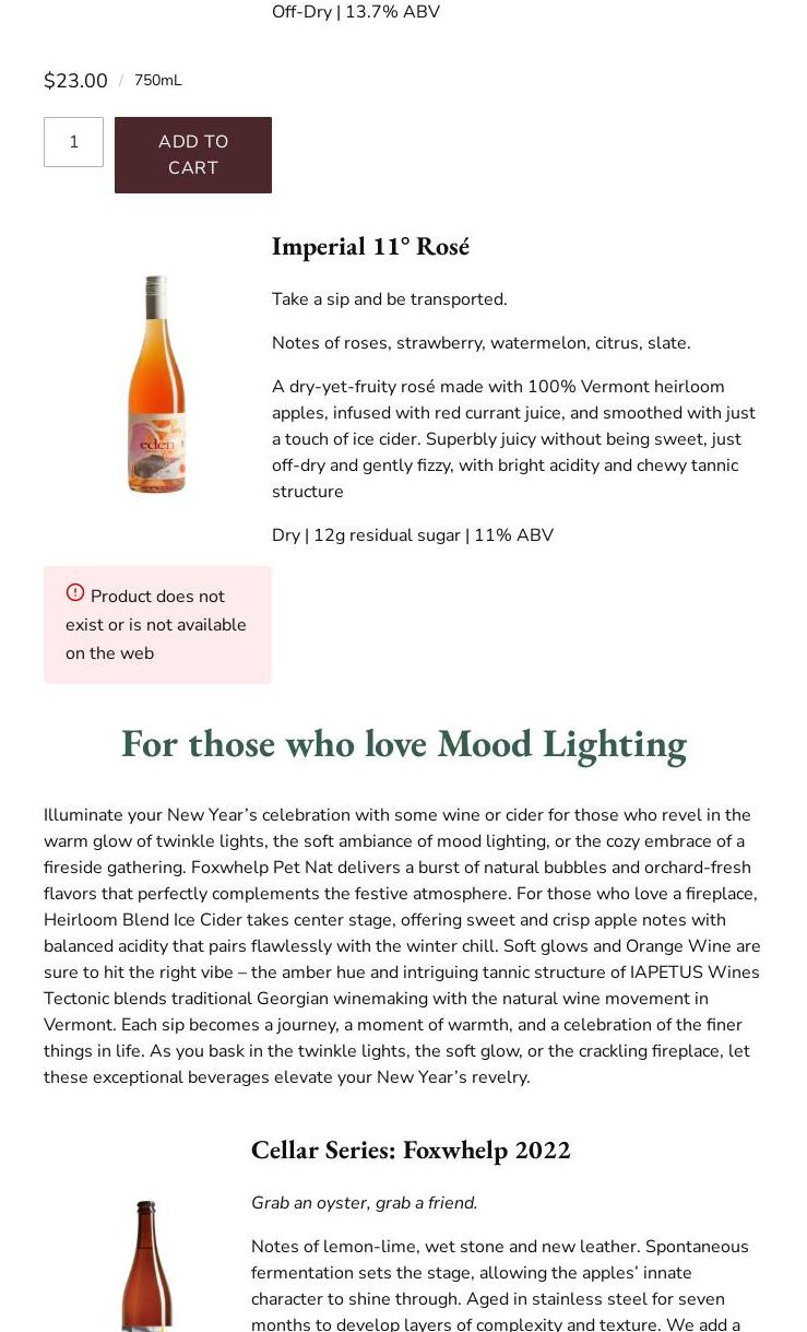 Eden Specialty Ciders Menu