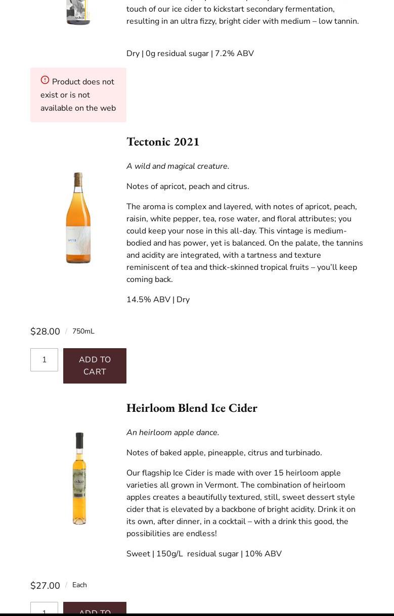 Eden Specialty Ciders Menu