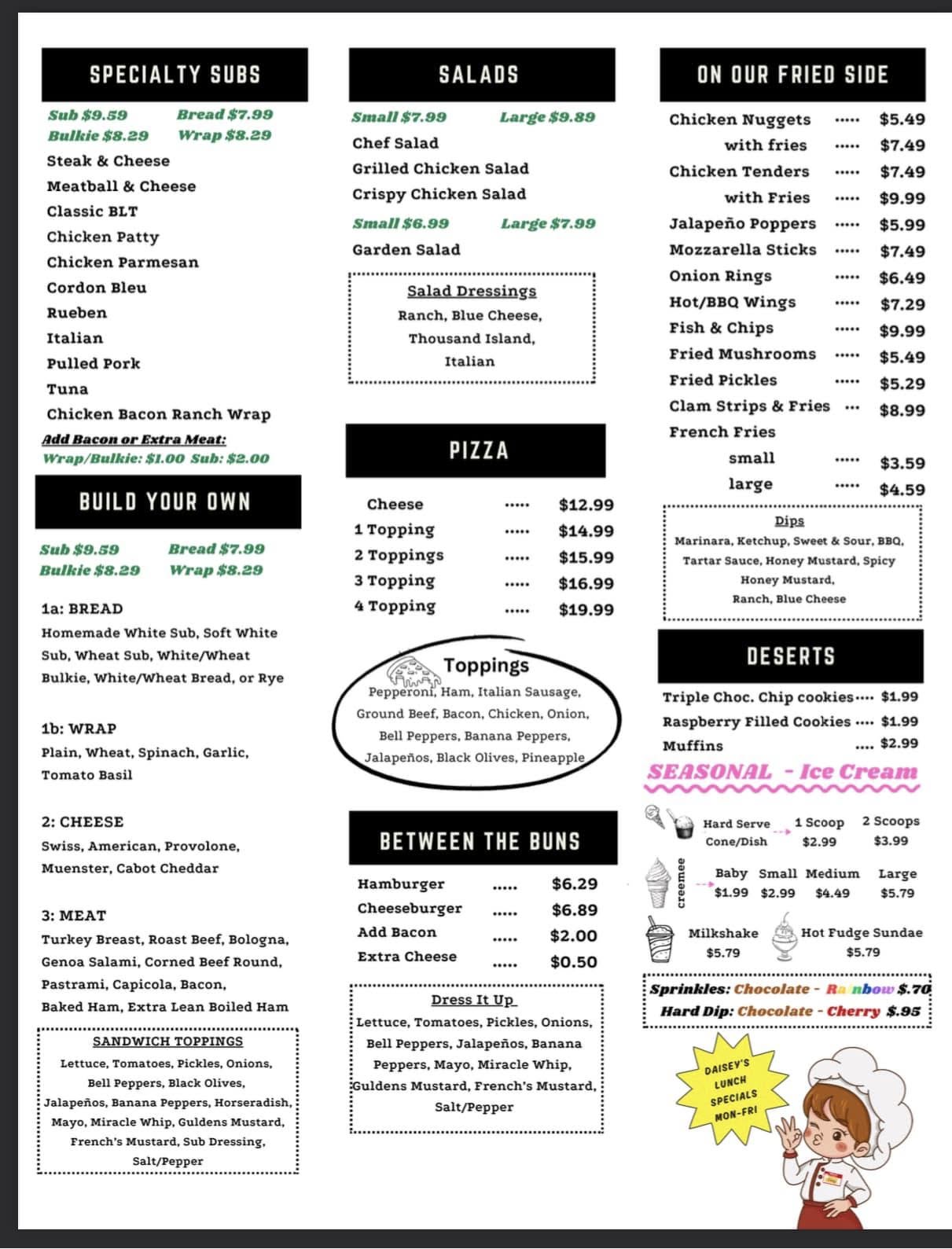 R B's Delicatessen Menu