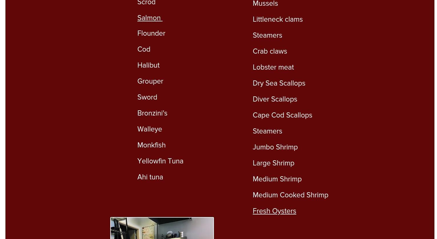 Stowe Seafood & Meat Market Menu