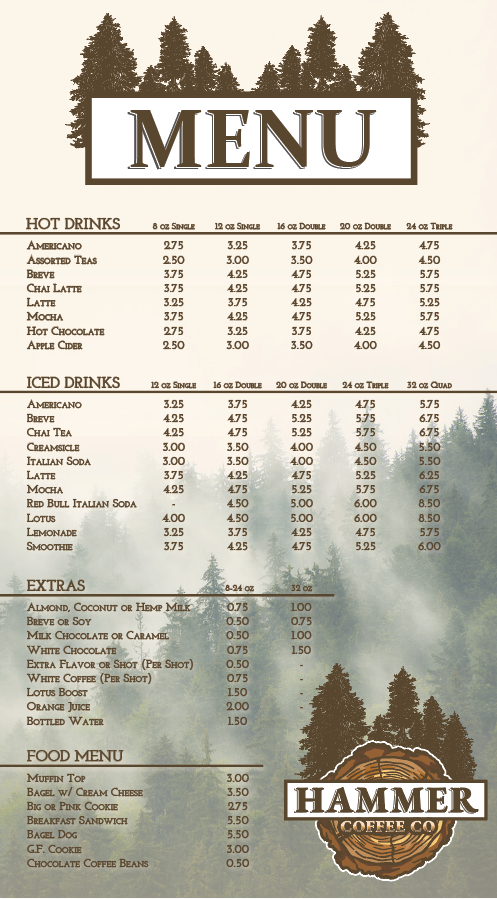Hammer Coffee CO Menu