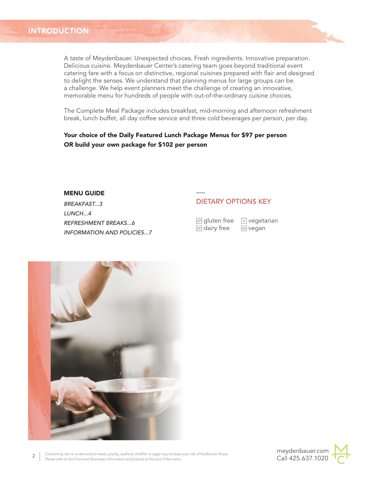 Meydenbauer Center Menu