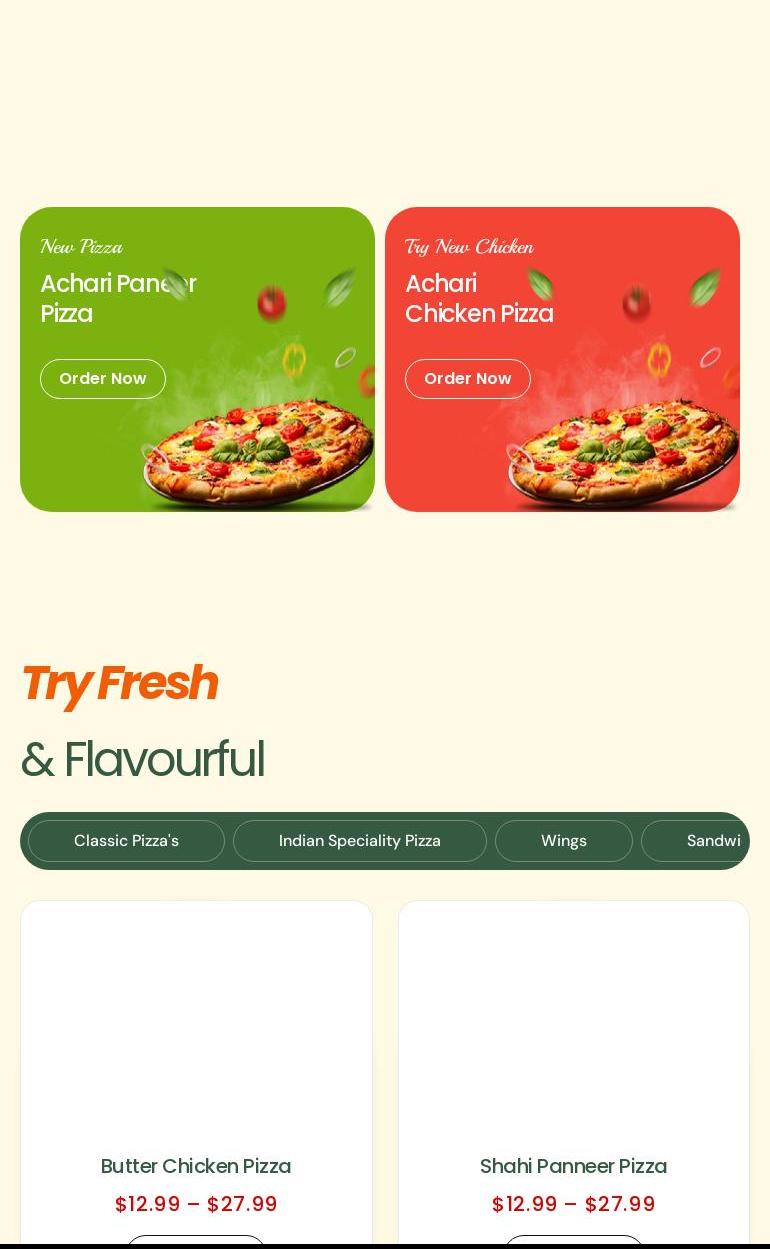 Slice N Spice Pizza Menu